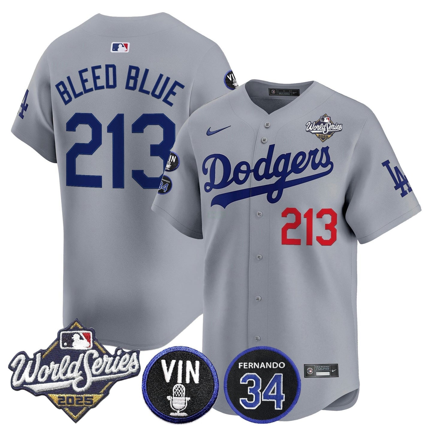 Camisa MLB Men’s 2025 World Series Vapor Premier Limited Jersey – Vin Scully & Fernando Patch