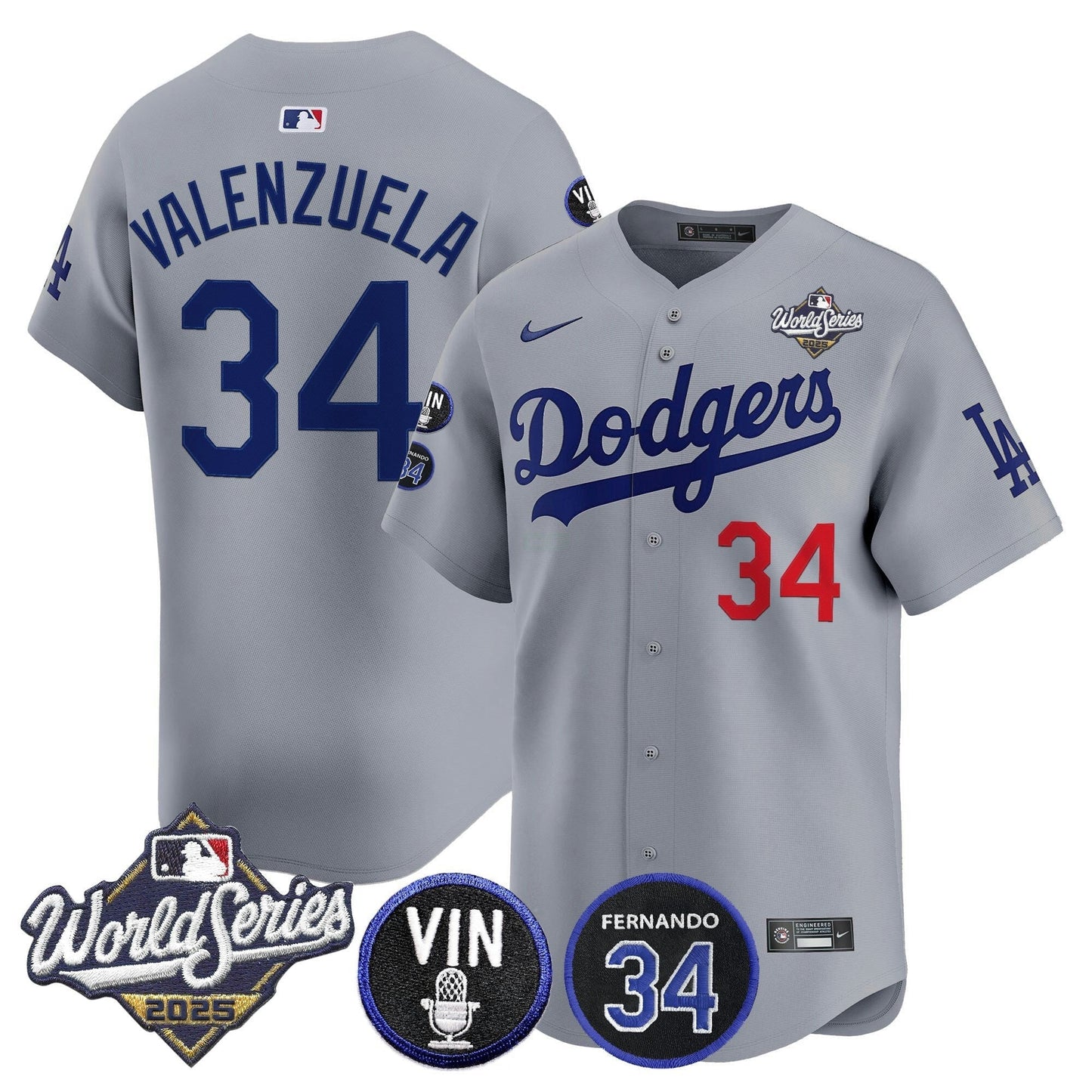 Camisa MLB Men’s 2025 World Series Vapor Premier Limited Jersey – Vin Scully & Fernando Patch