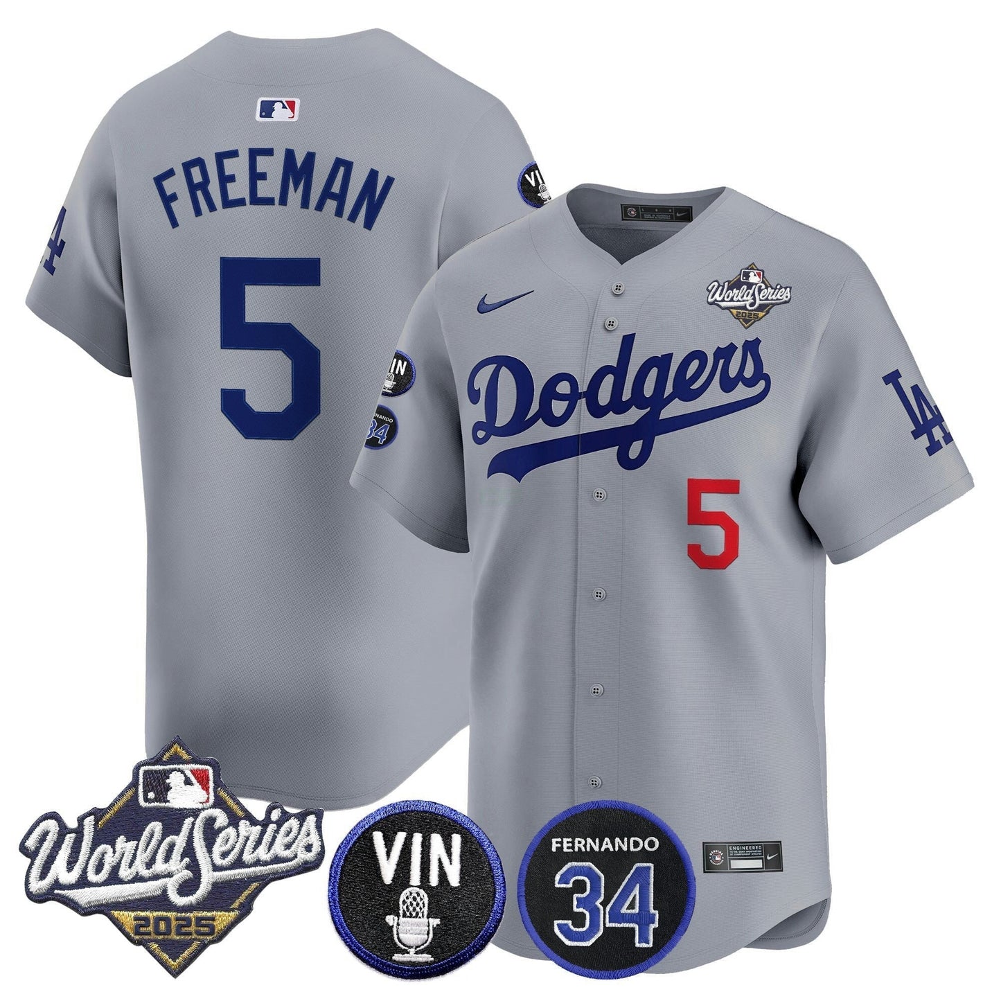 Camisa MLB Men’s 2025 World Series Vapor Premier Limited Jersey – Vin Scully & Fernando Patch