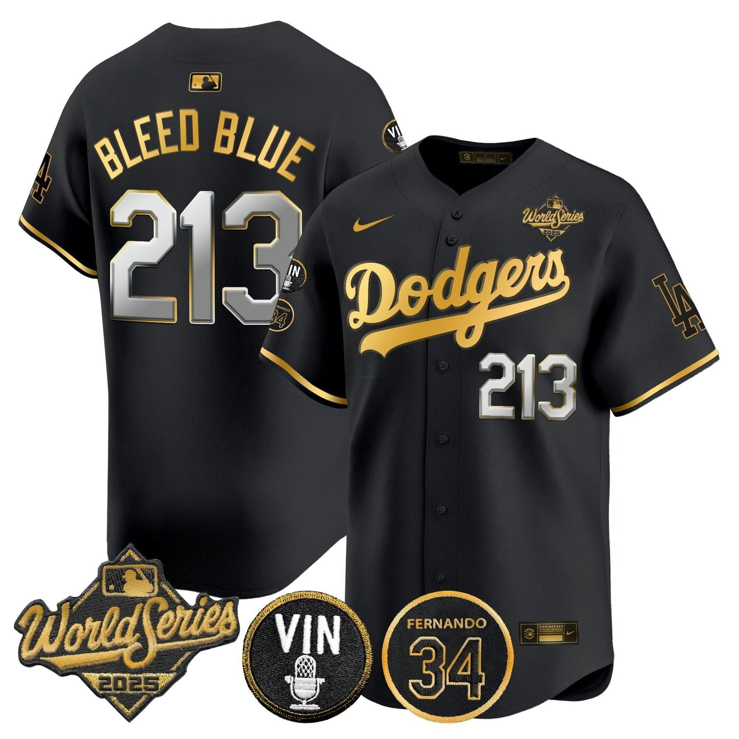 Camisa MLB Men’s 2025 World Series Vapor Premier Limited Jersey – Vin Scully & Fernando Patch