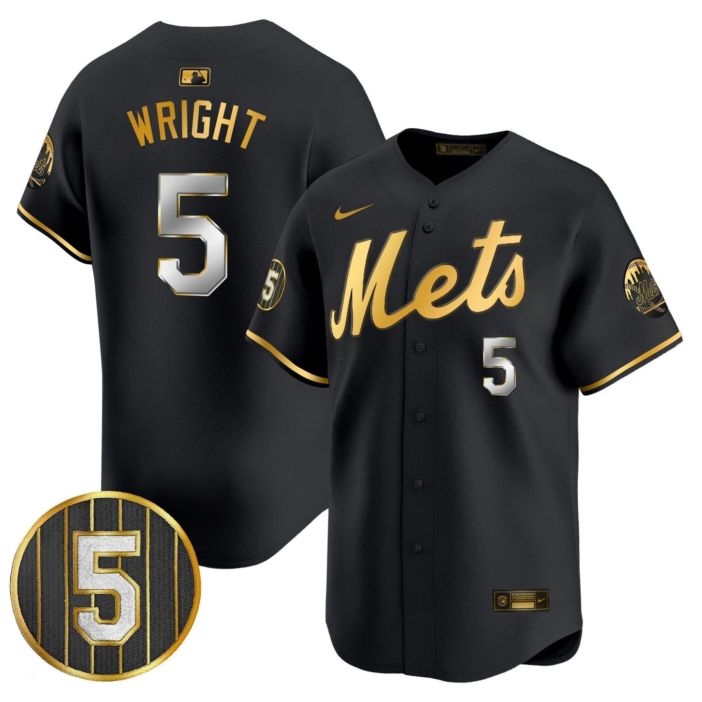 Camisa MLB Men’s #5 David Wright Number Retirement Patch Vapor Premier Limited Jersey