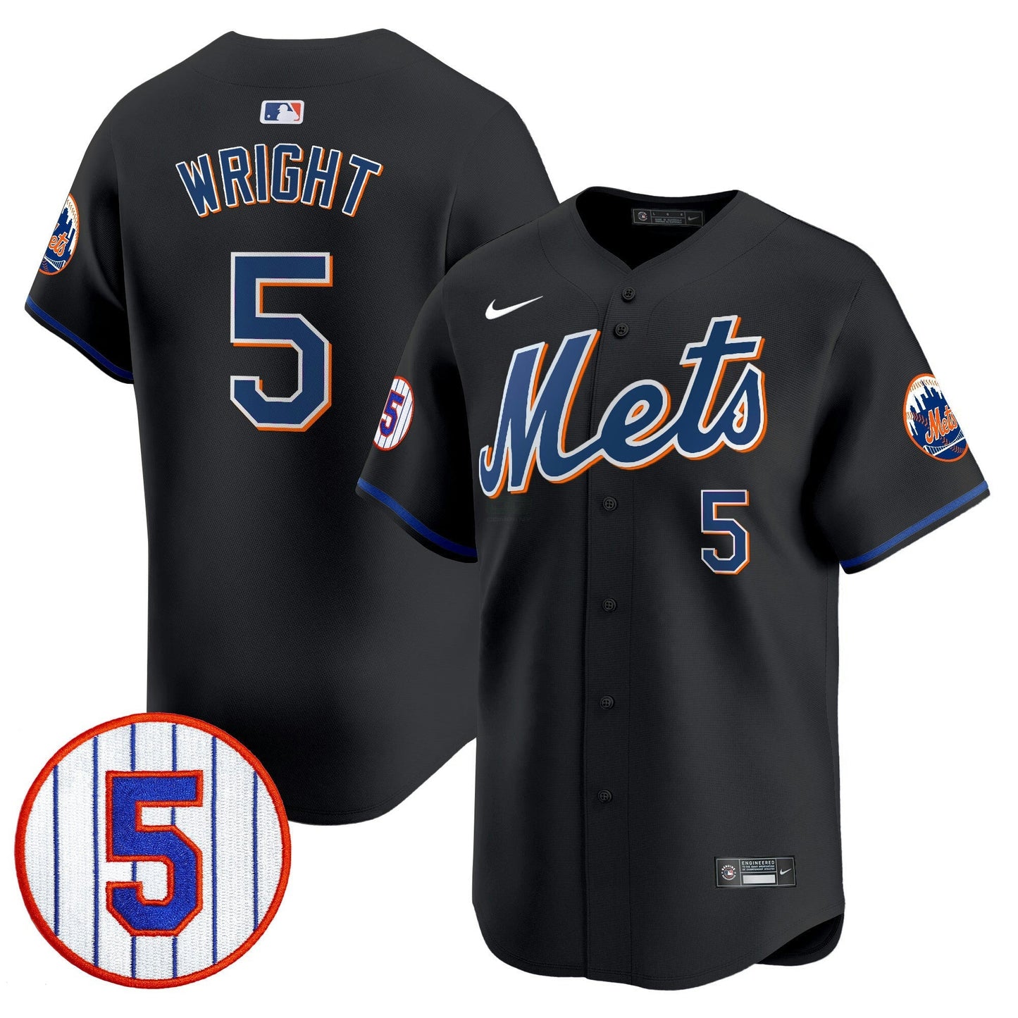 Camisa MLB Men’s #5 David Wright Number Retirement Patch Vapor Premier Limited Jersey