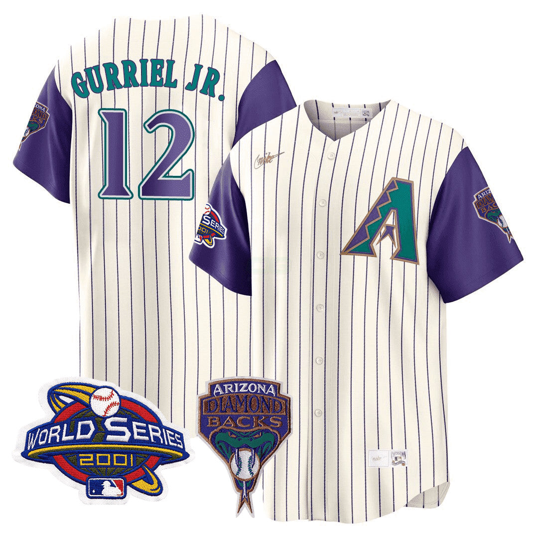 Camisa MLB Men’s Arizona 2001 World Series Patch Throwback Jersey - 2001 World Series Patch