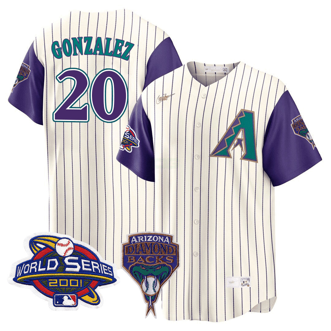 Camisa MLB Men’s Arizona 2001 World Series Patch Throwback Jersey - 2001 World Series Patch