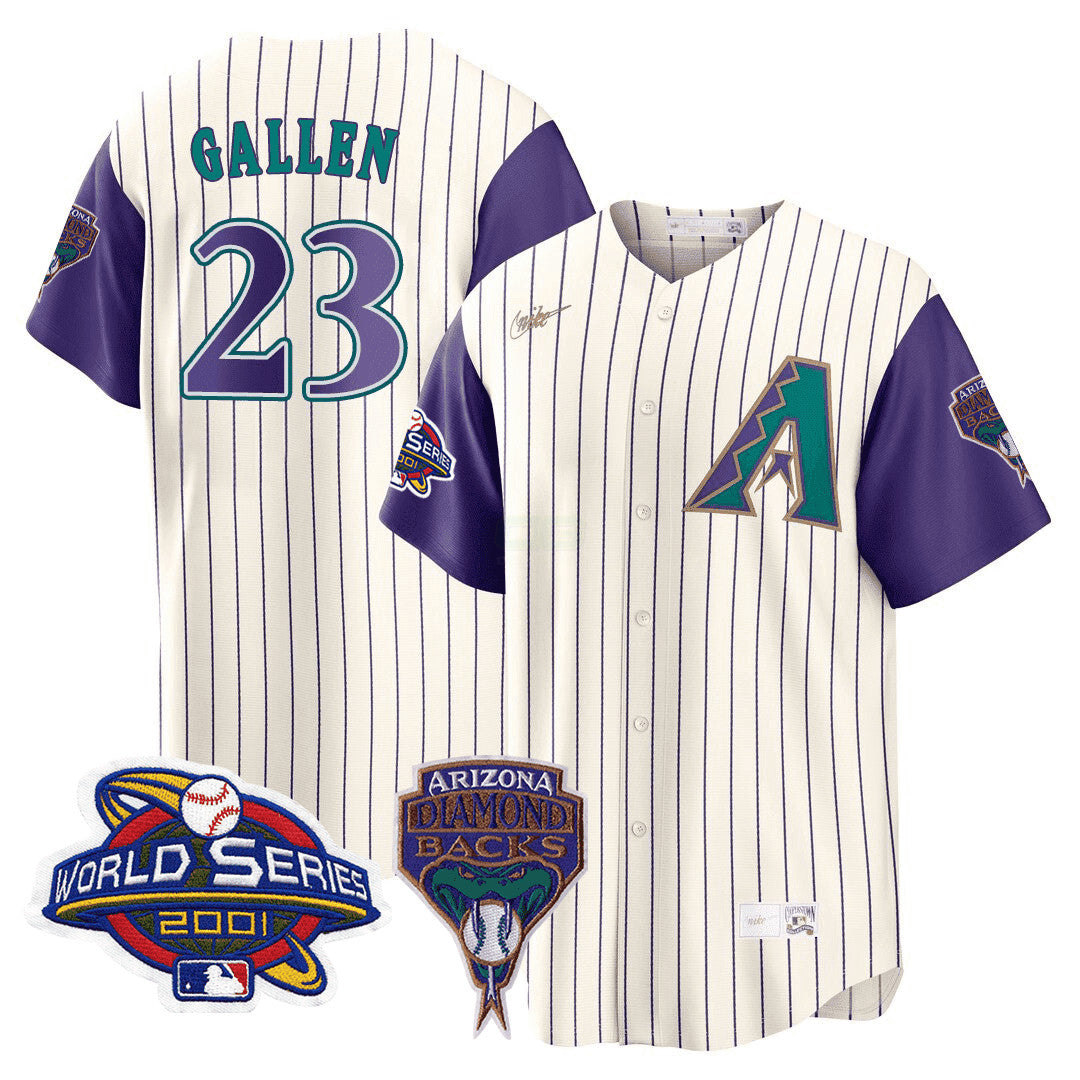 Camisa MLB Men’s Arizona 2001 World Series Patch Throwback Jersey - 2001 World Series Patch