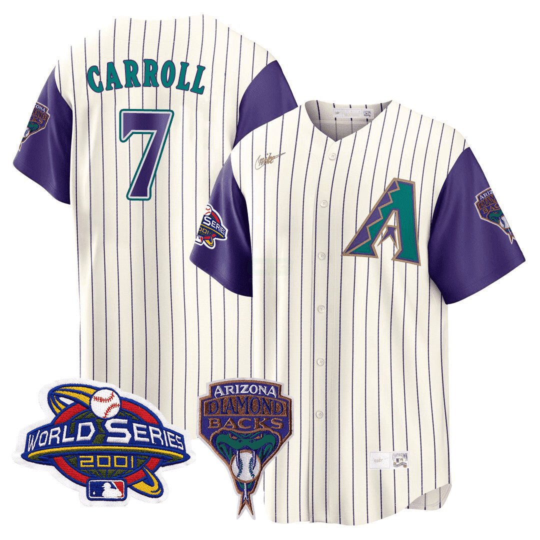 Camisa MLB Men’s Arizona 2001 World Series Patch Throwback Jersey - 2001 World Series Patch