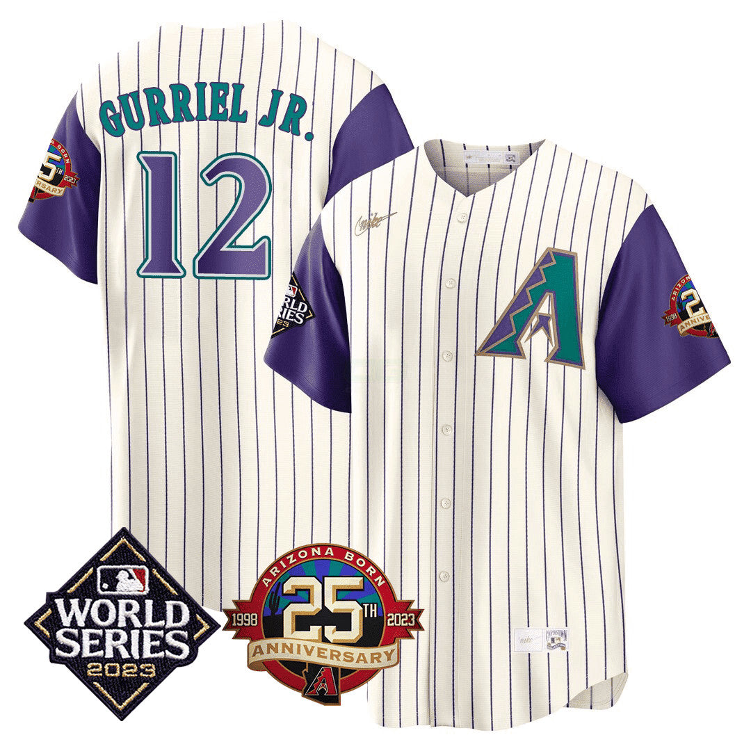 Camisa MLB Men’s Arizona 2023 World Series Patch Throwback Jersey - 2023 World Series Patch