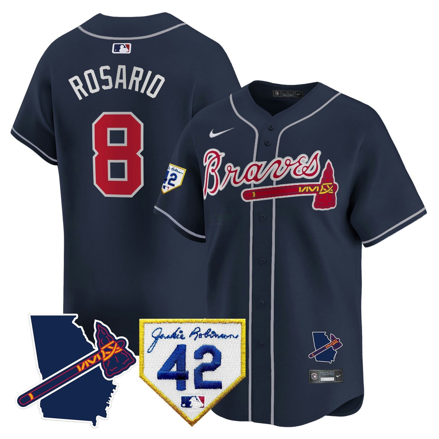 Camisa MLB Men’s Atlanta 2024 Robinson & Georgia Patch Vapor Premier Limited Jersey