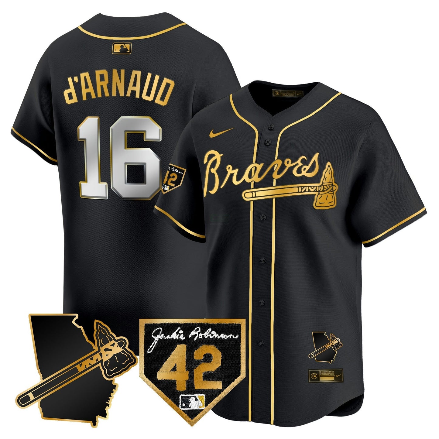 Camisa MLB Men’s Atlanta 2024 Robinson & Georgia Patch Vapor Premier Limited Jersey