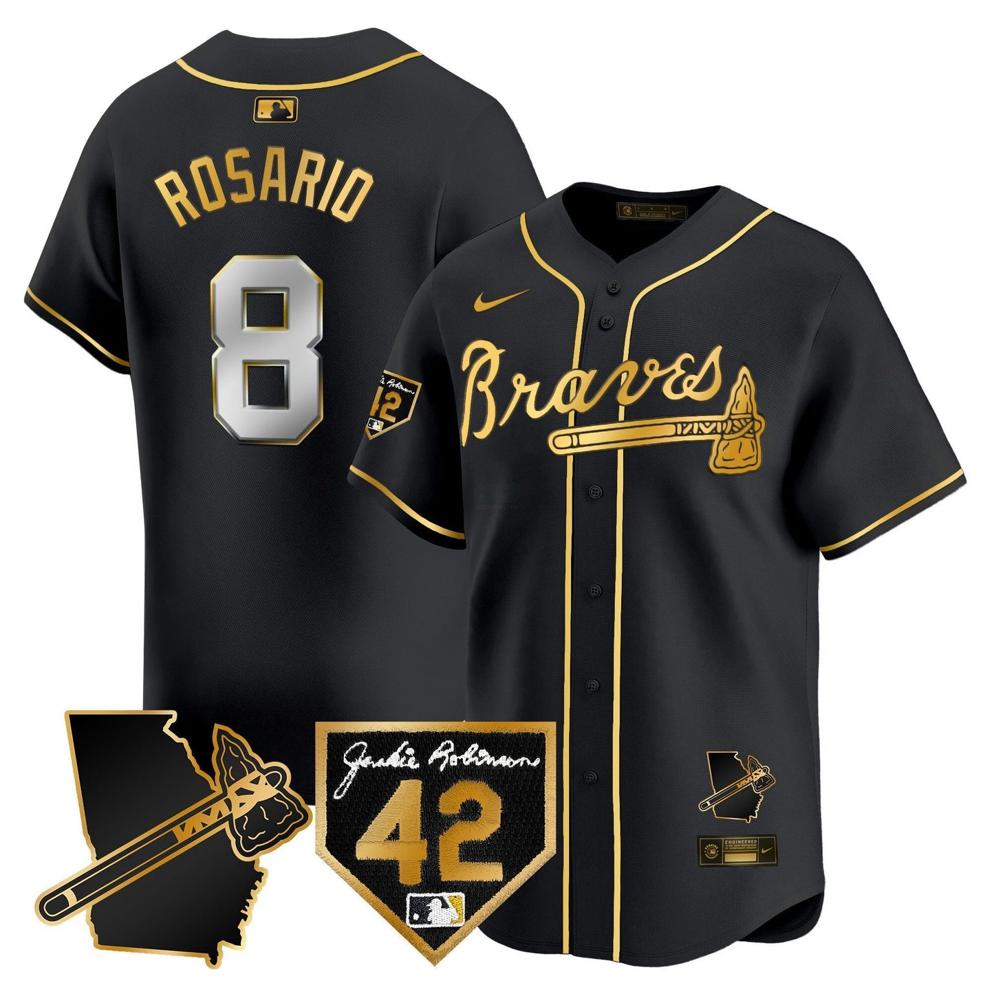 Camisa MLB Men’s Atlanta 2024 Robinson & Georgia Patch Vapor Premier Limited Jersey