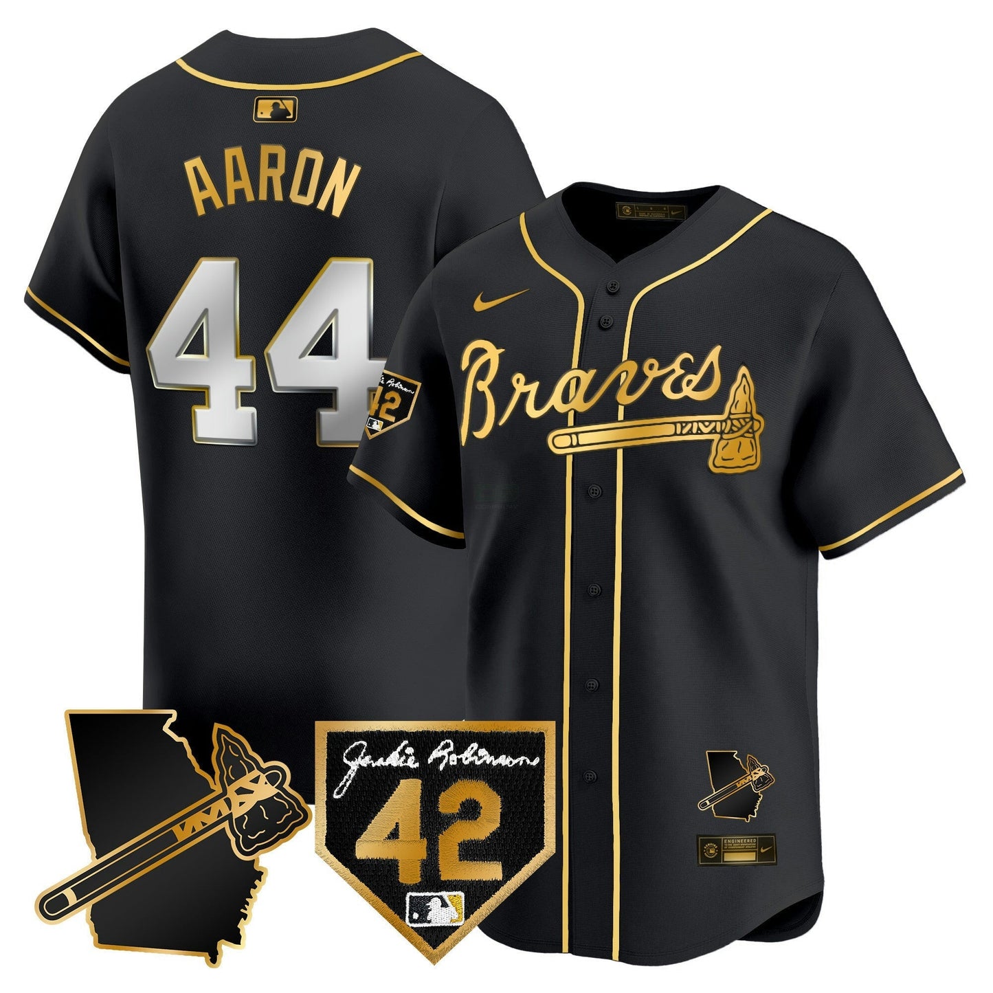 Camisa MLB Men’s Atlanta 2024 Robinson & Georgia Patch Vapor Premier Limited Jersey
