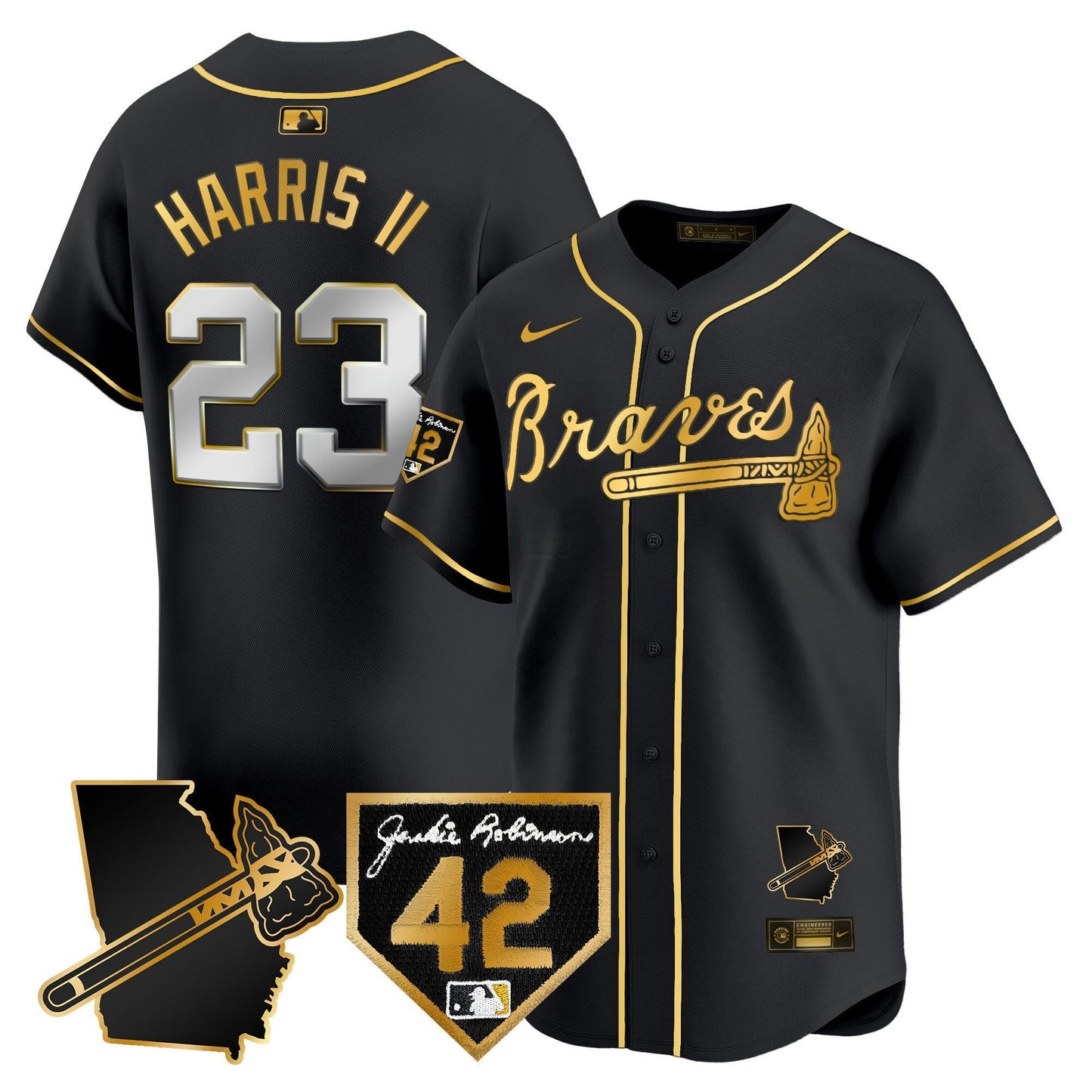 Camisa MLB Men’s Atlanta 2024 Robinson & Georgia Patch Vapor Premier Limited Jersey