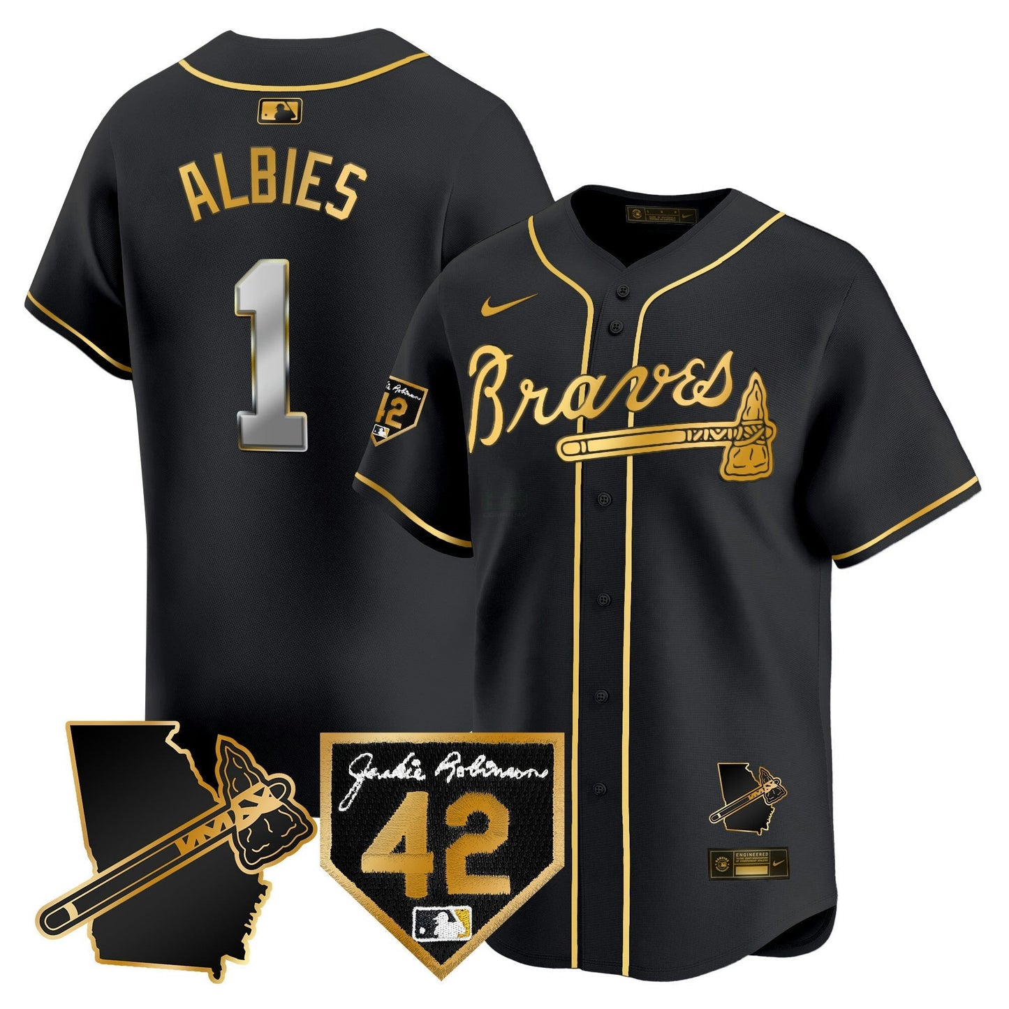 Camisa MLB Men’s Atlanta 2024 Robinson & Georgia Patch Vapor Premier Limited Jersey