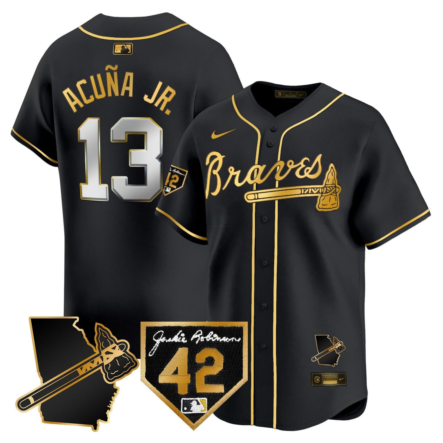 Camisa MLB Men’s Atlanta 2024 Robinson & Georgia Patch Vapor Premier Limited Jersey