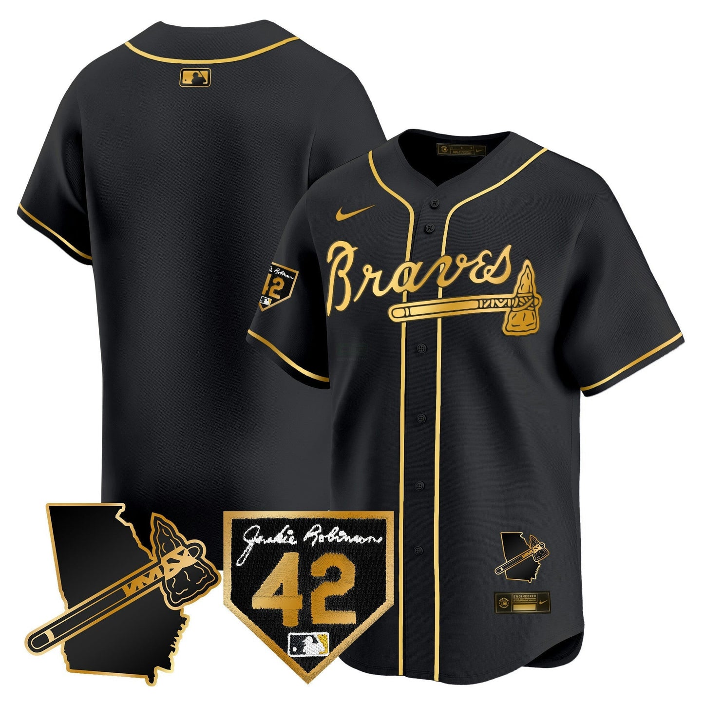 Camisa MLB Men’s Atlanta 2024 Robinson & Georgia Patch Vapor Premier Limited Jersey