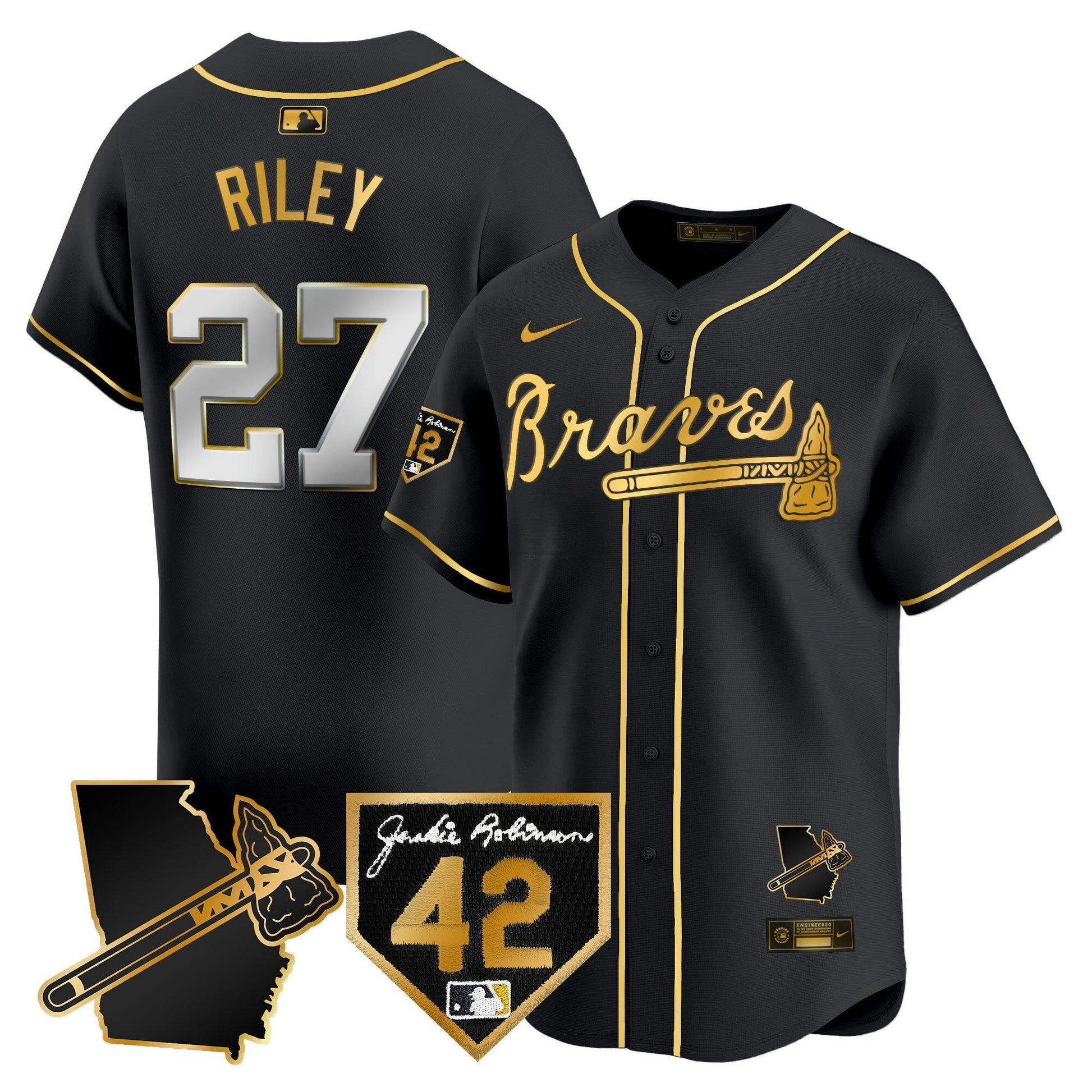 Camisa MLB Men’s Atlanta 2024 Robinson & Georgia Patch Vapor Premier Limited Jersey