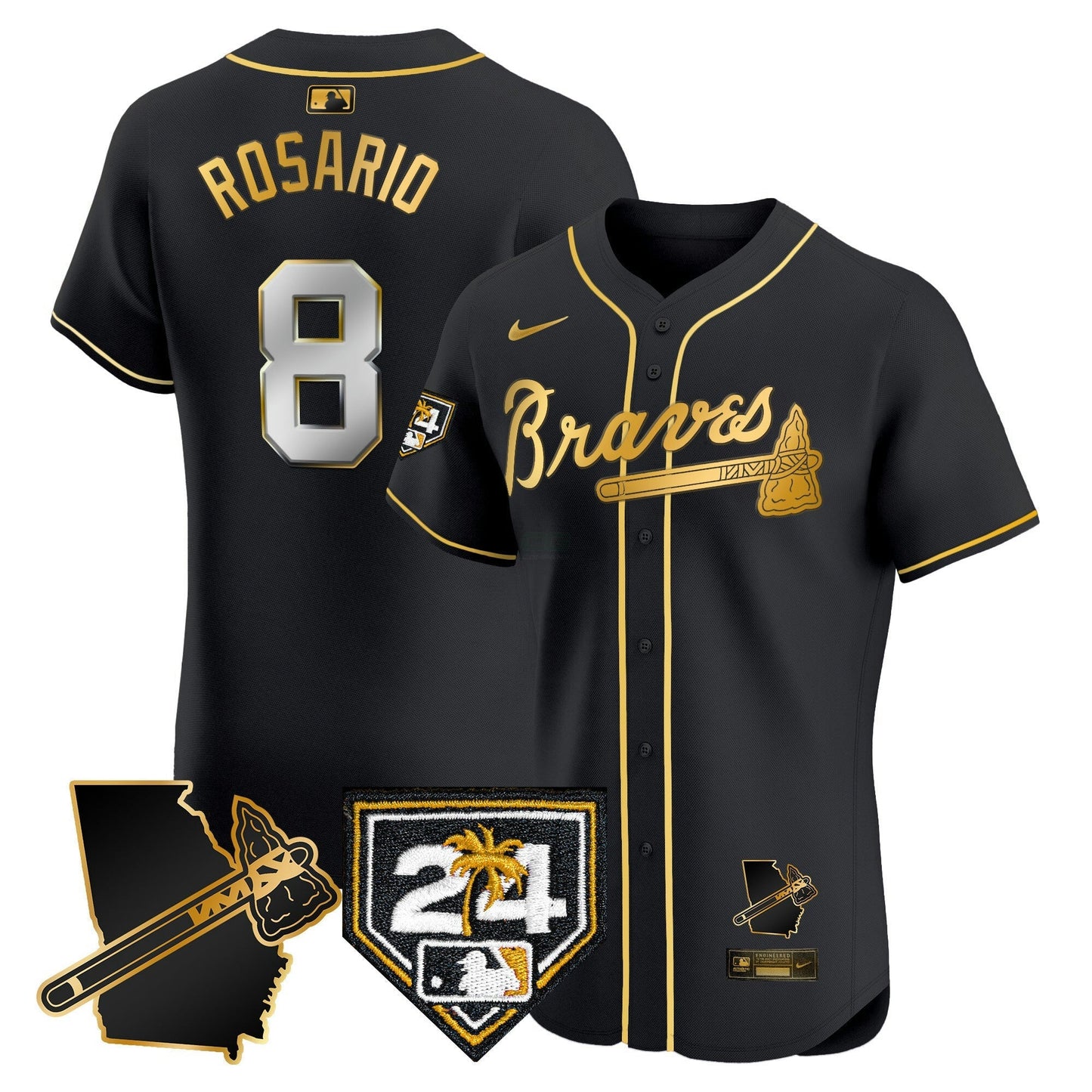 Camisa MLB Men’s Atlanta 2024 Spring Training & Georgia Patch Vapor Premier Elite Jersey