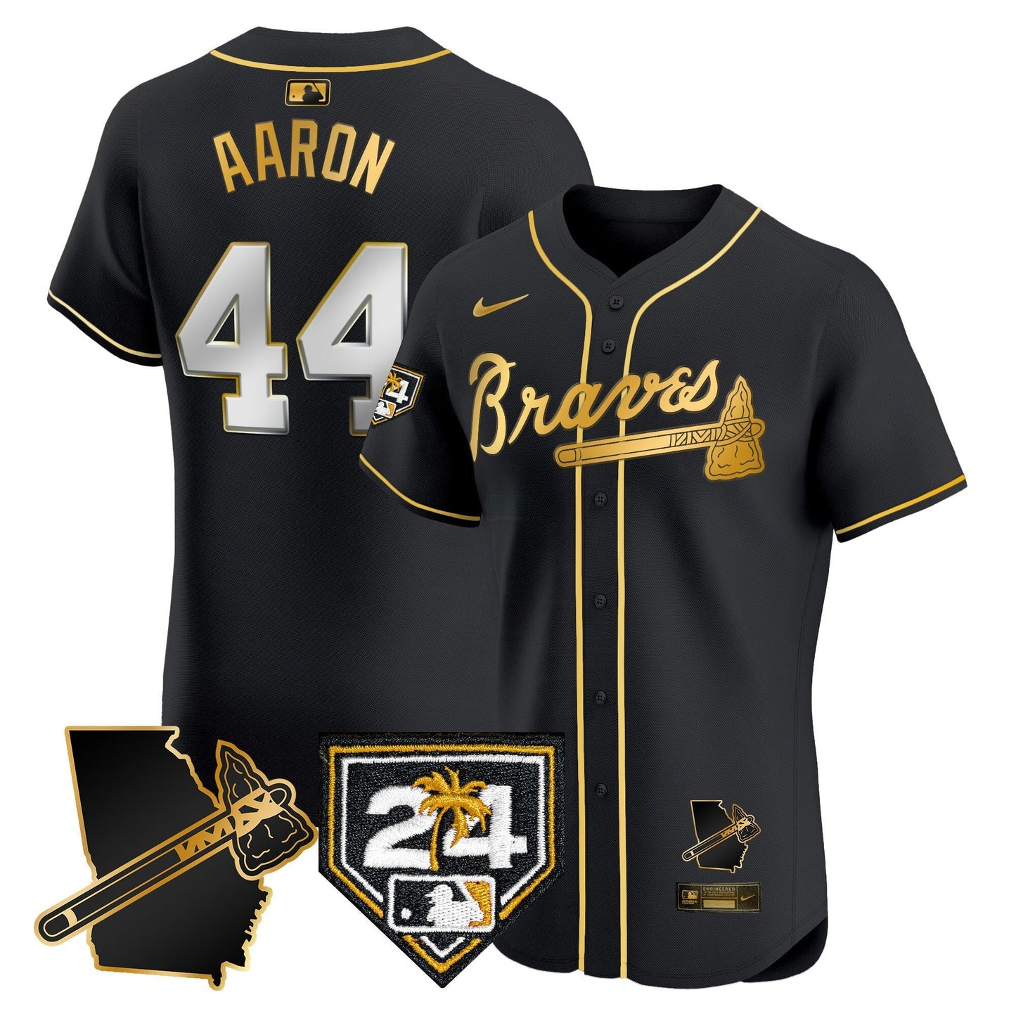 Camisa MLB Men’s Atlanta 2024 Spring Training & Georgia Patch Vapor Premier Elite Jersey