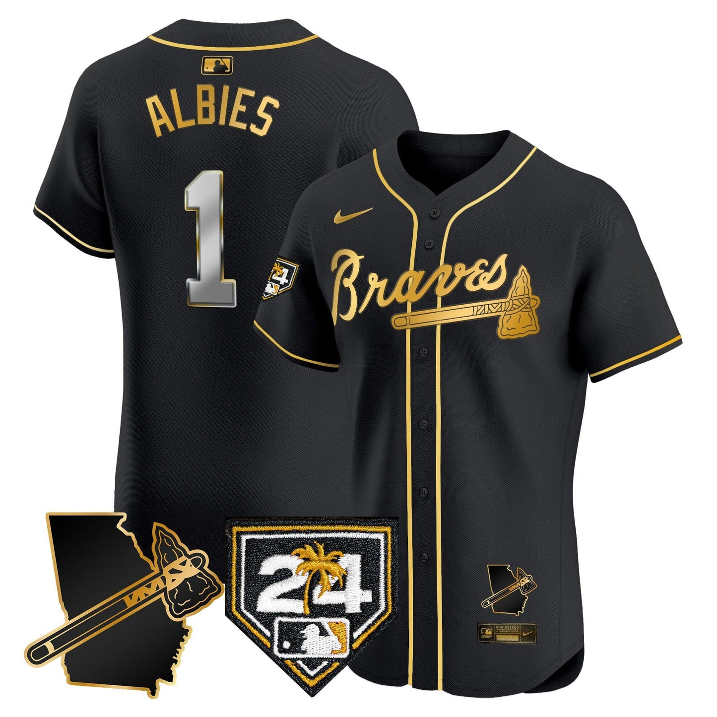 Camisa MLB Men’s Atlanta 2024 Spring Training & Georgia Patch Vapor Premier Elite Jersey