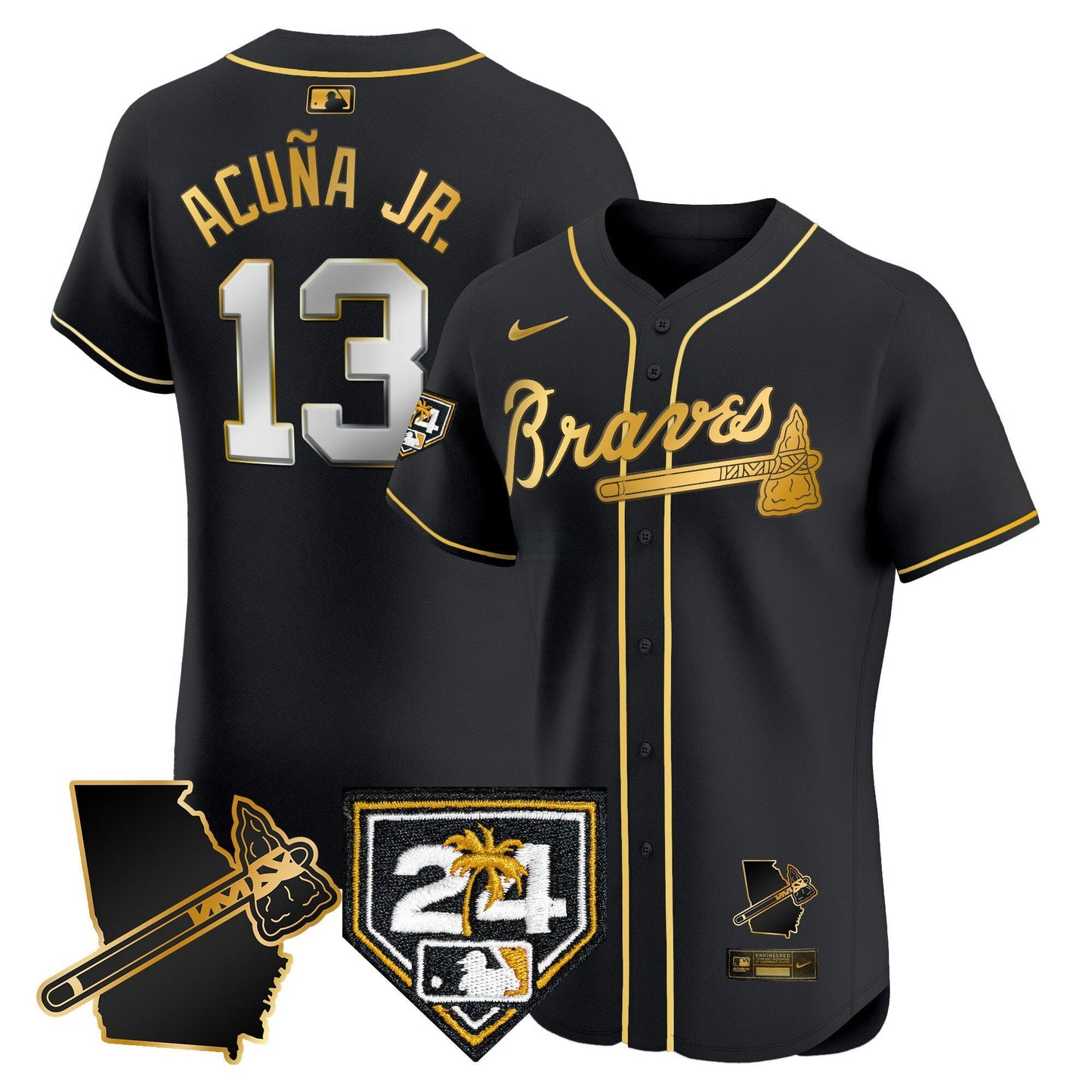 Camisa MLB Men’s Atlanta 2024 Spring Training & Georgia Patch Vapor Premier Elite Jersey