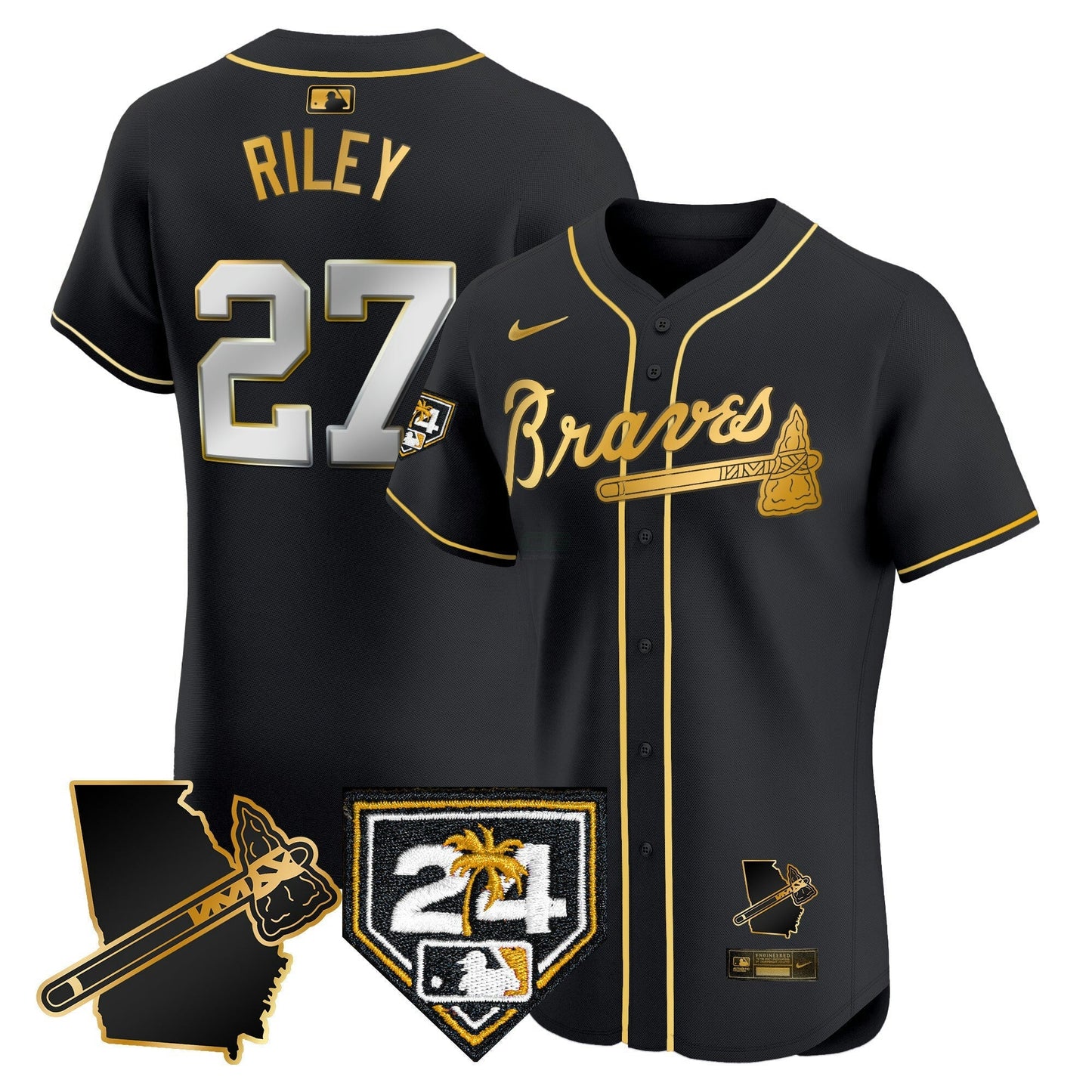 Camisa MLB Men’s Atlanta 2024 Spring Training & Georgia Patch Vapor Premier Elite Jersey