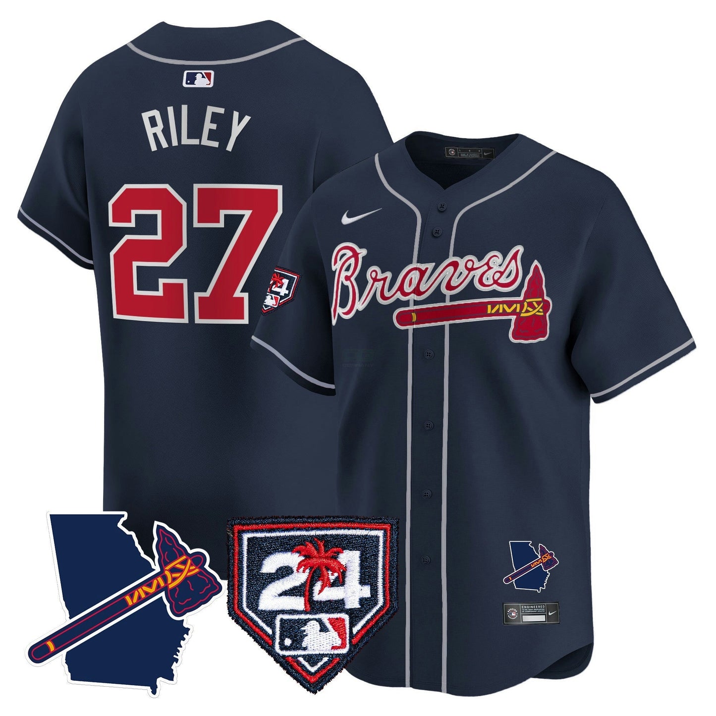 Camisa MLB Men’s Atlanta 2024 Spring Training & Georgia Patch Vapor Premier Limited Jersey