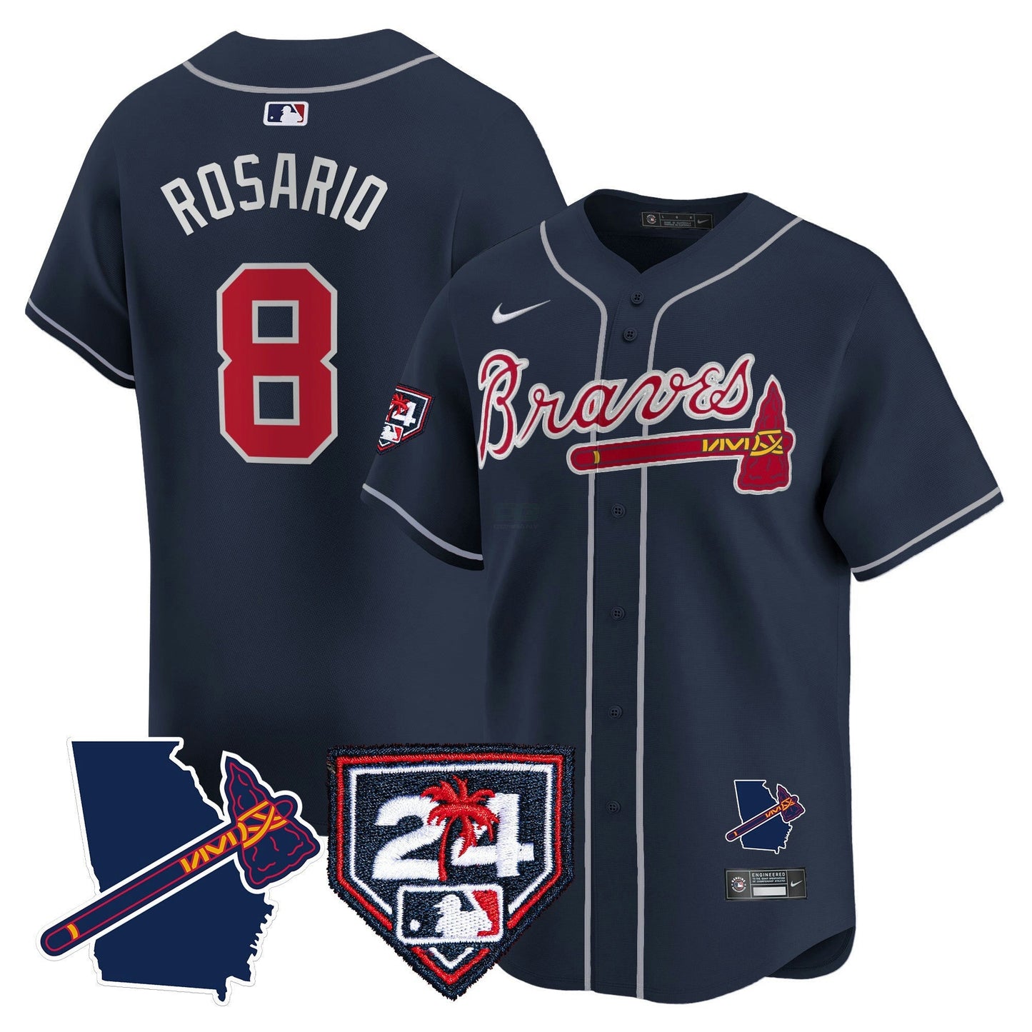 Camisa MLB Men’s Atlanta 2024 Spring Training & Georgia Patch Vapor Premier Limited Jersey