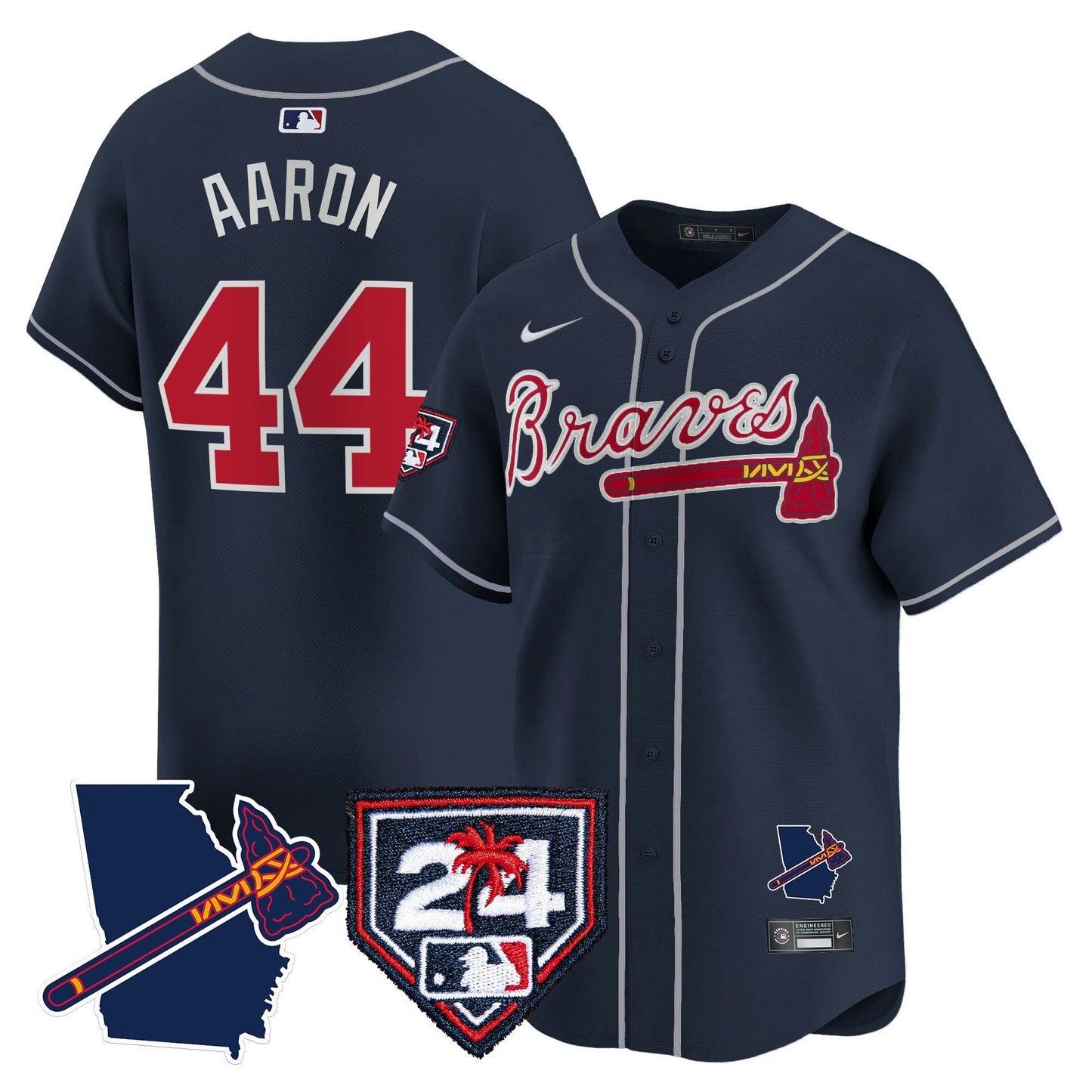 Camisa MLB Men’s Atlanta 2024 Spring Training & Georgia Patch Vapor Premier Limited Jersey