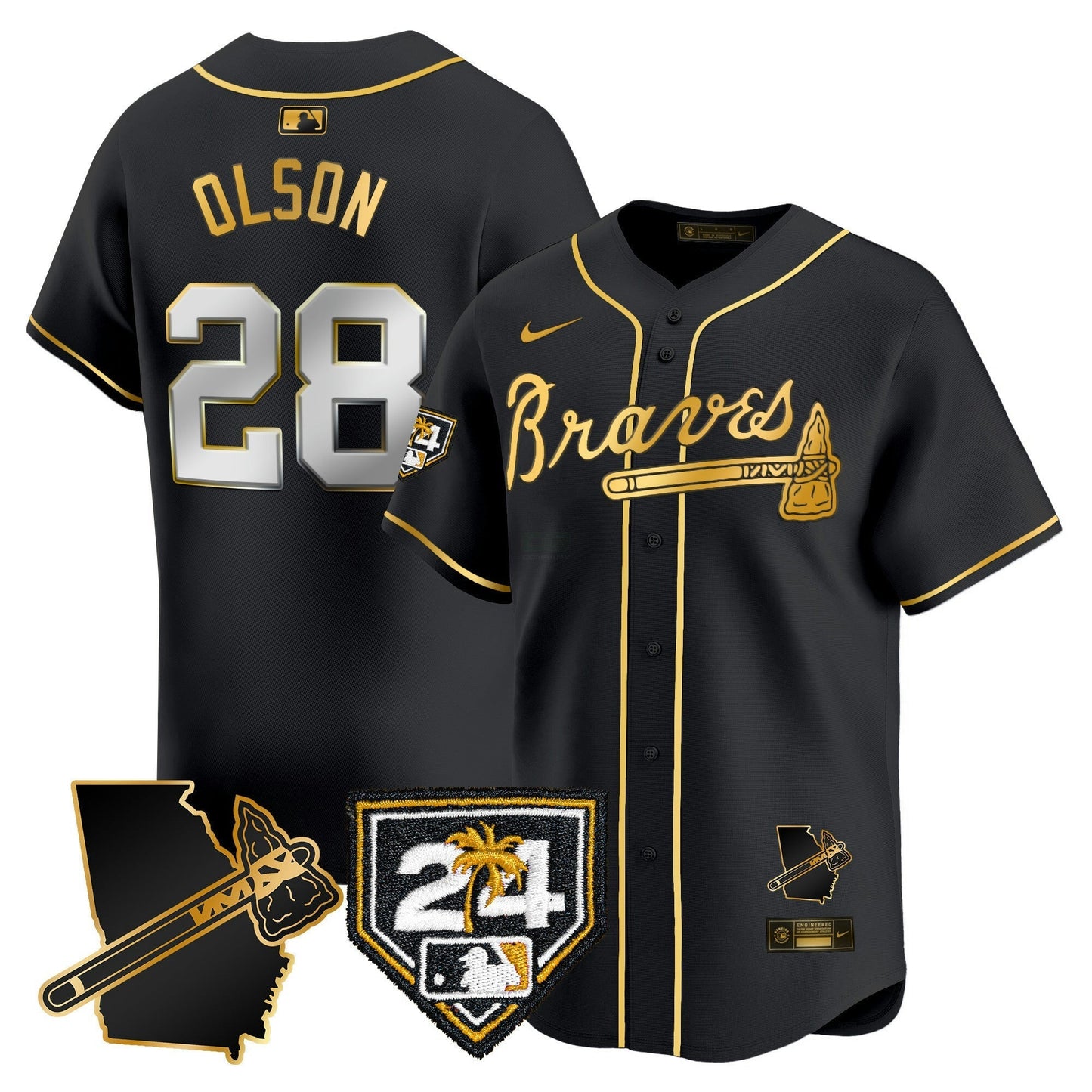 Camisa MLB Men’s Atlanta 2024 Spring Training & Georgia Patch Vapor Premier Limited Jersey