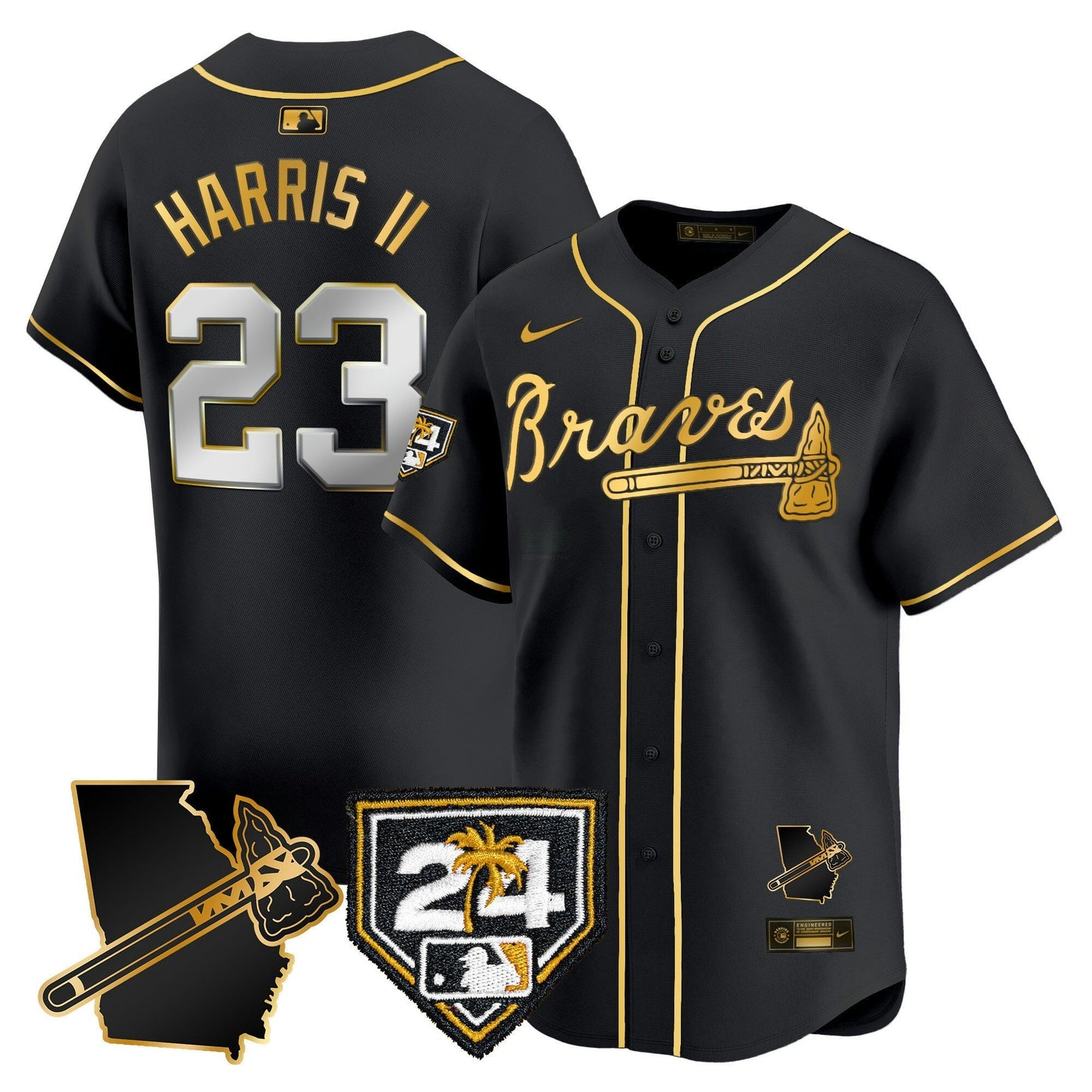 Camisa MLB Men’s Atlanta 2024 Spring Training & Georgia Patch Vapor Premier Limited Jersey