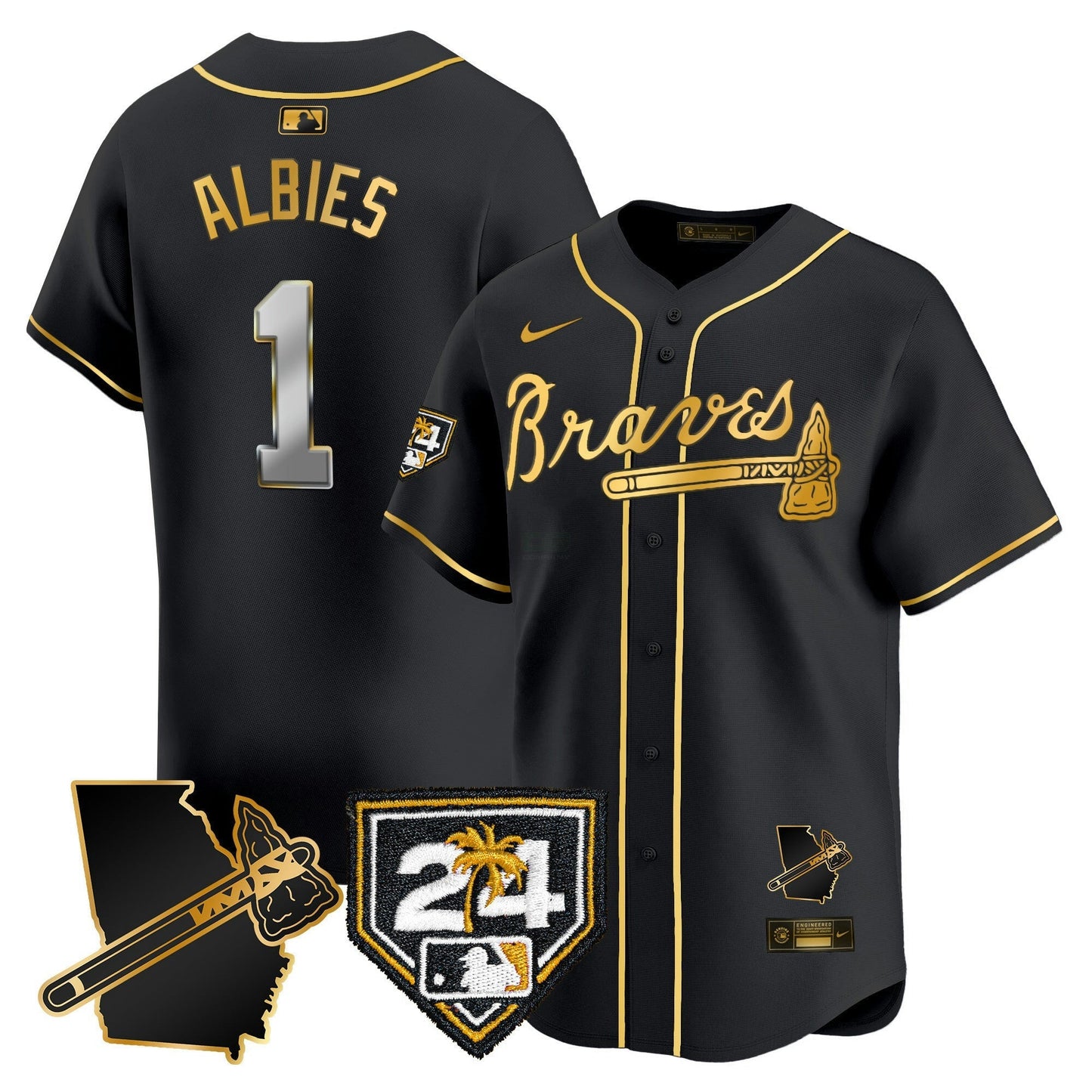 Camisa MLB Men’s Atlanta 2024 Spring Training & Georgia Patch Vapor Premier Limited Jersey
