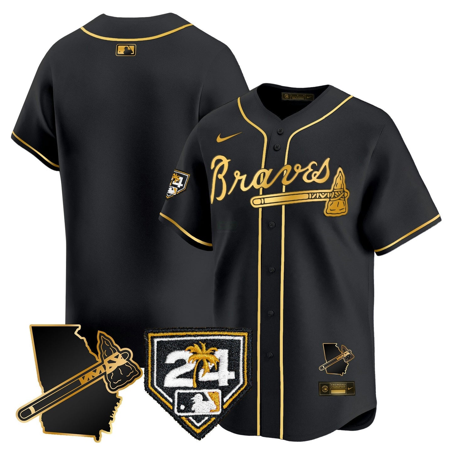 Camisa MLB Men’s Atlanta 2024 Spring Training & Georgia Patch Vapor Premier Limited Jersey