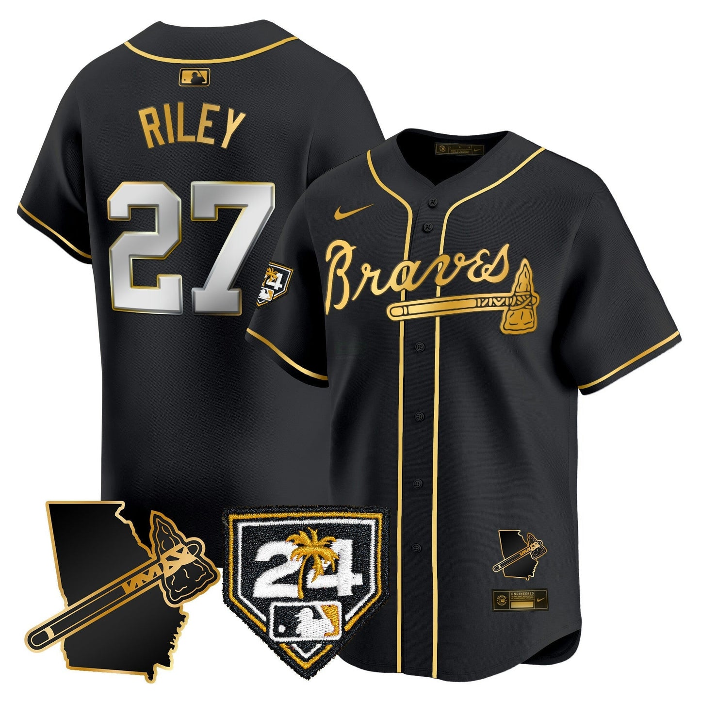 Camisa MLB Men’s Atlanta 2024 Spring Training & Georgia Patch Vapor Premier Limited Jersey