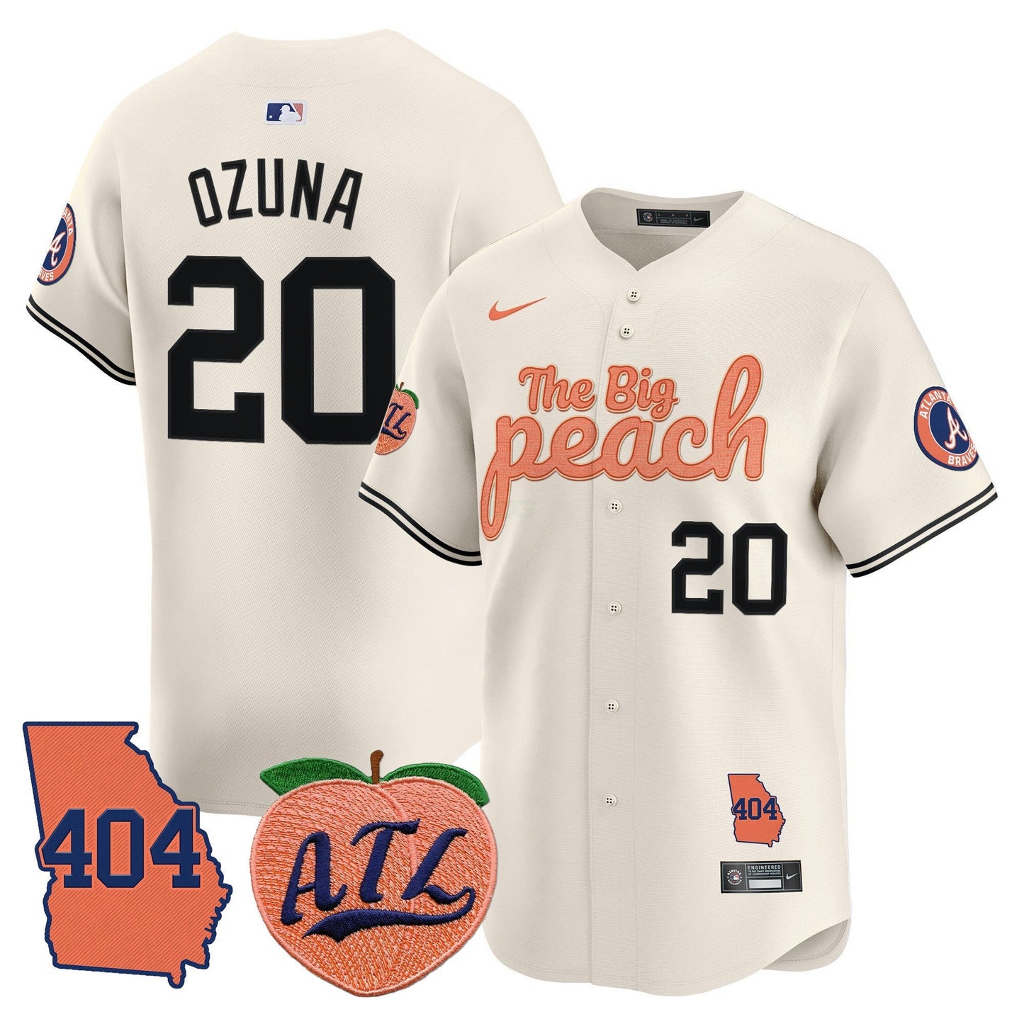 Camisa MLB Men’s Atlanta 404 & The Big Peach Vapor Premier Limited Jersey