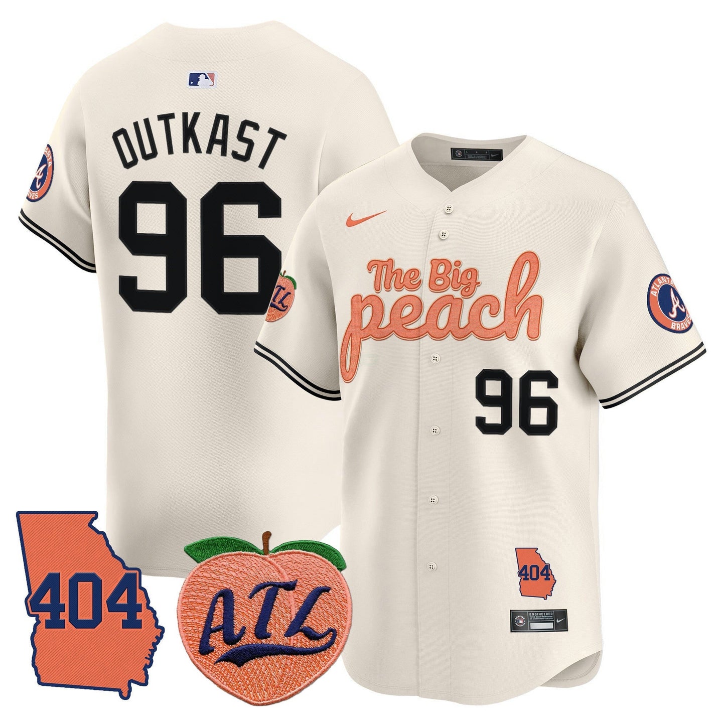 Camisa MLB Men’s Atlanta 404 & The Big Peach Vapor Premier Limited Jersey