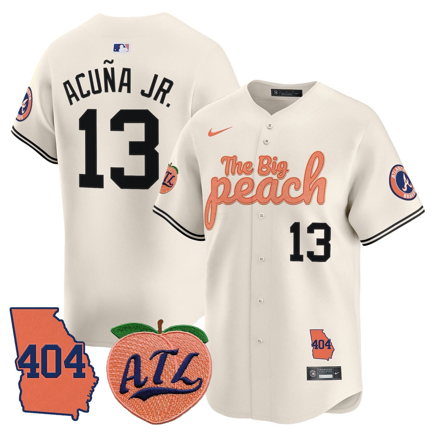 Camisa MLB Men’s Atlanta 404 & The Big Peach Vapor Premier Limited Jersey