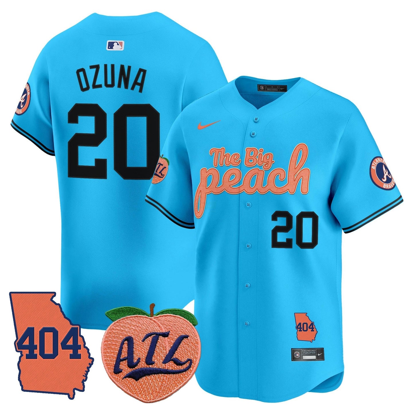 Camisa MLB Men’s Atlanta 404 & The Big Peach Vapor Premier Limited Jersey