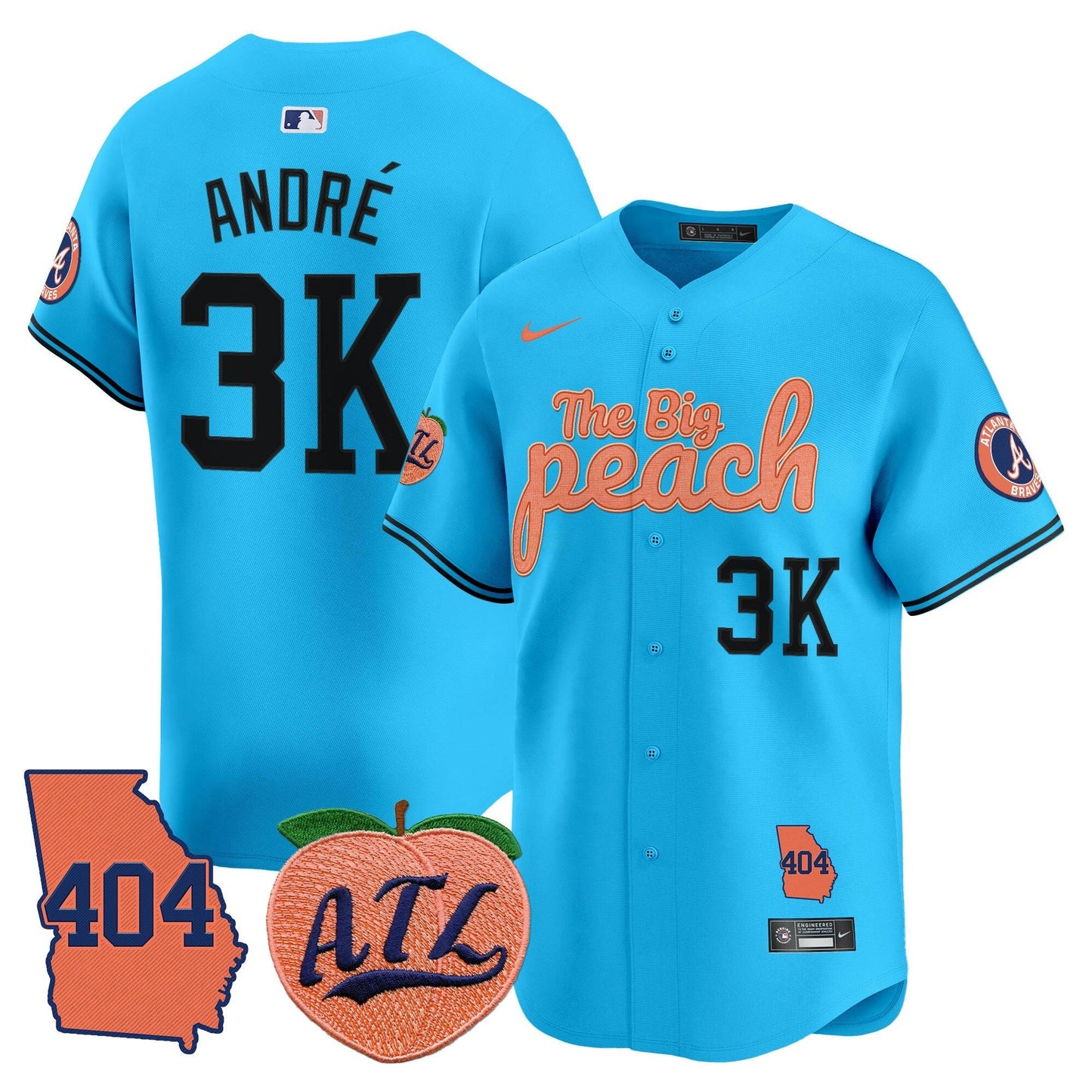 Camisa MLB Men’s Atlanta 404 & The Big Peach Vapor Premier Limited Jersey