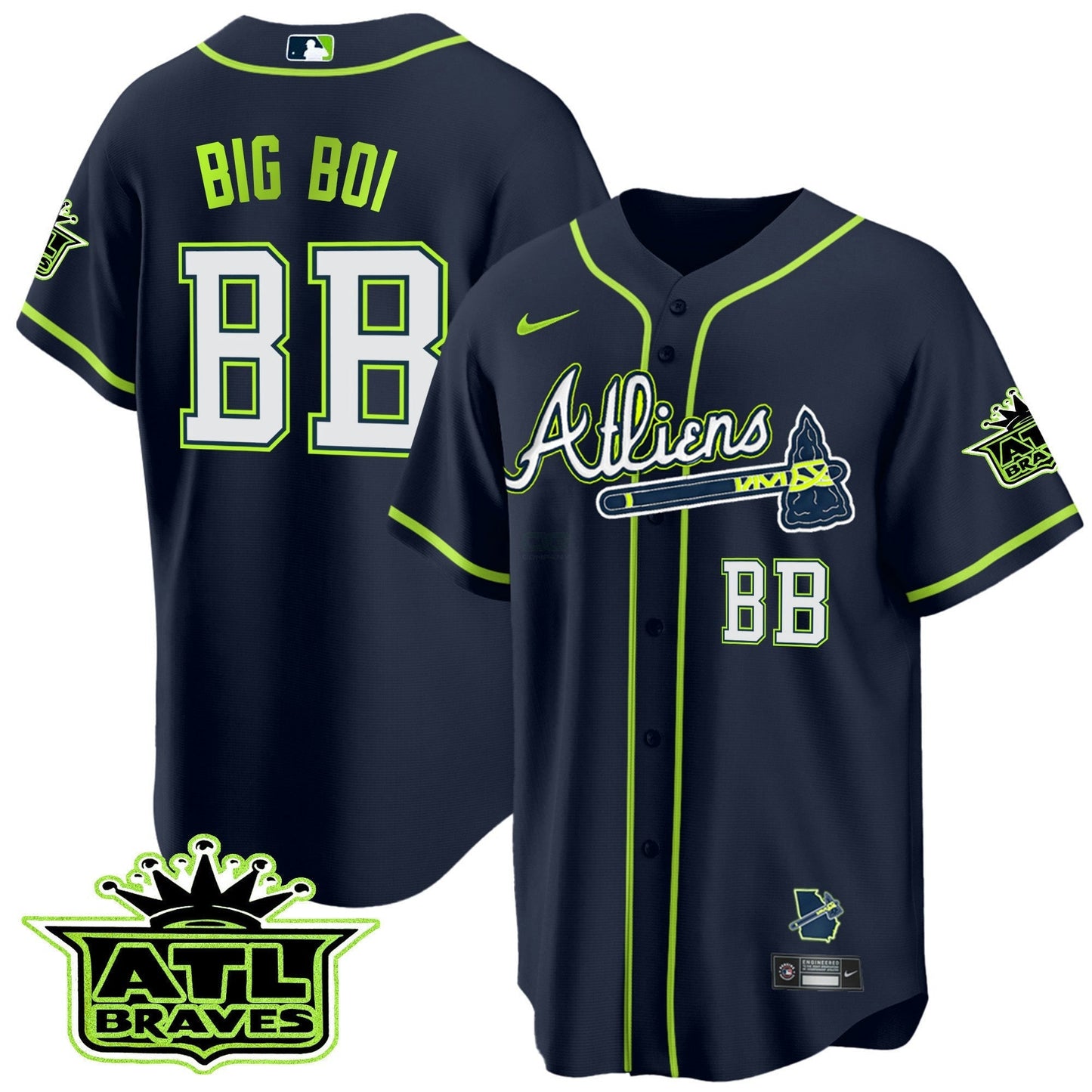 Camisa MLB Men’s Atlanta Atliens ATL Patch Cool Base Jersey