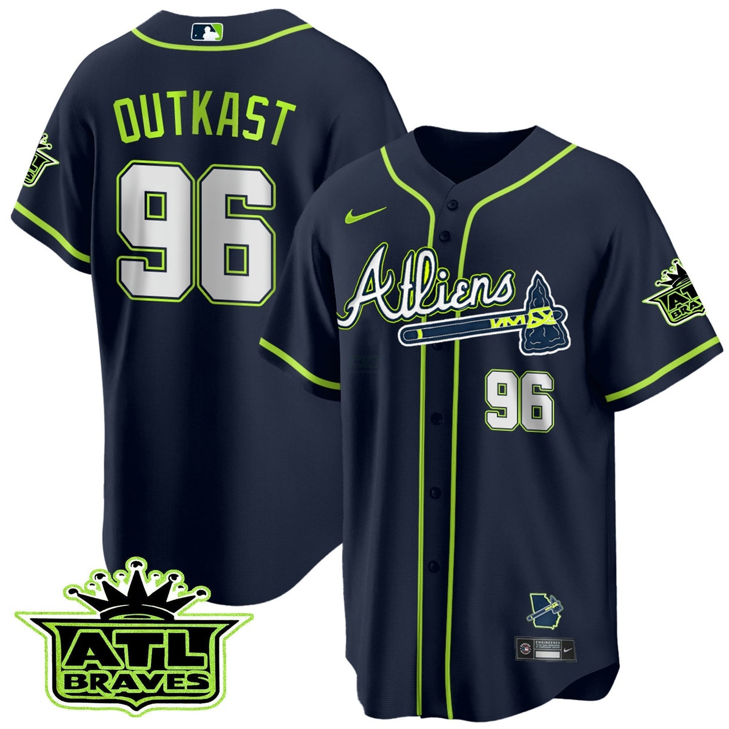 Camisa MLB Men’s Atlanta Atliens ATL Patch Cool Base Jersey