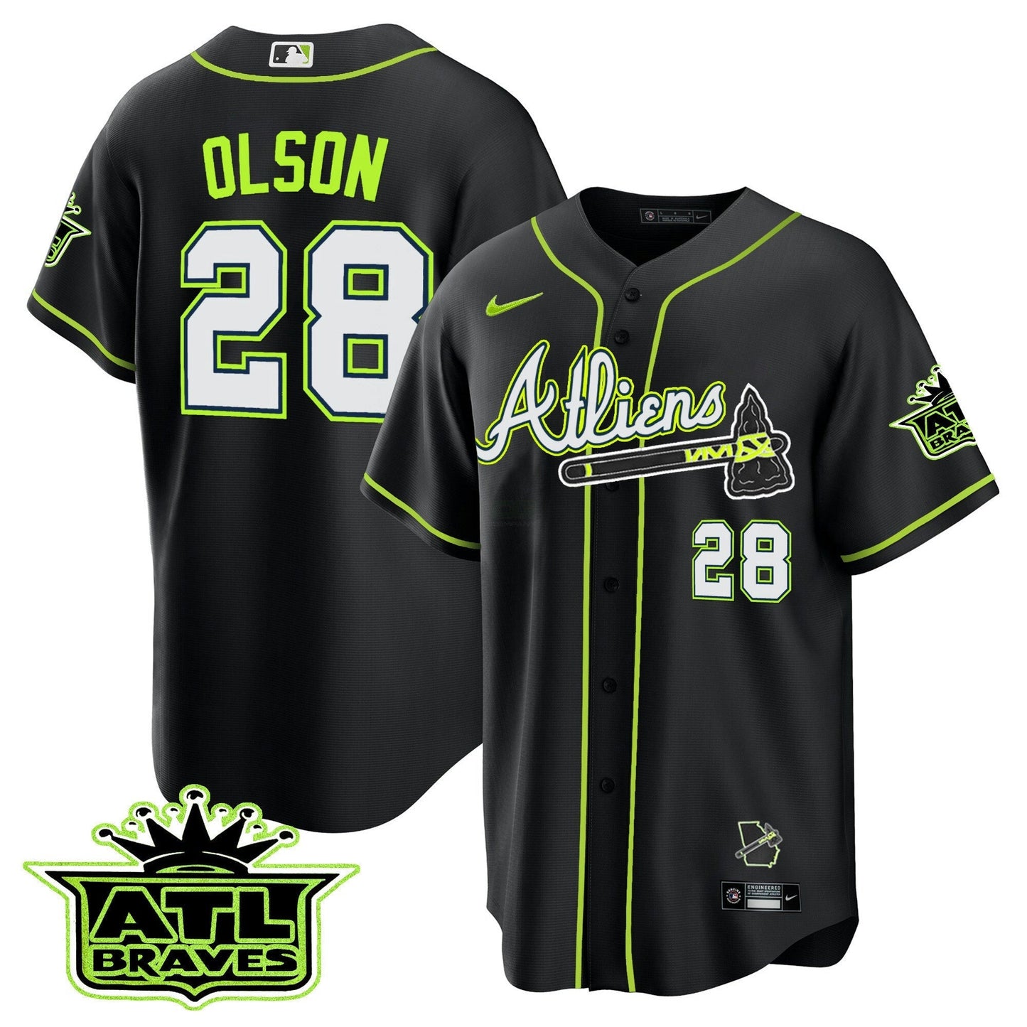 Camisa MLB Men’s Atlanta Atliens ATL Patch Cool Base Jersey