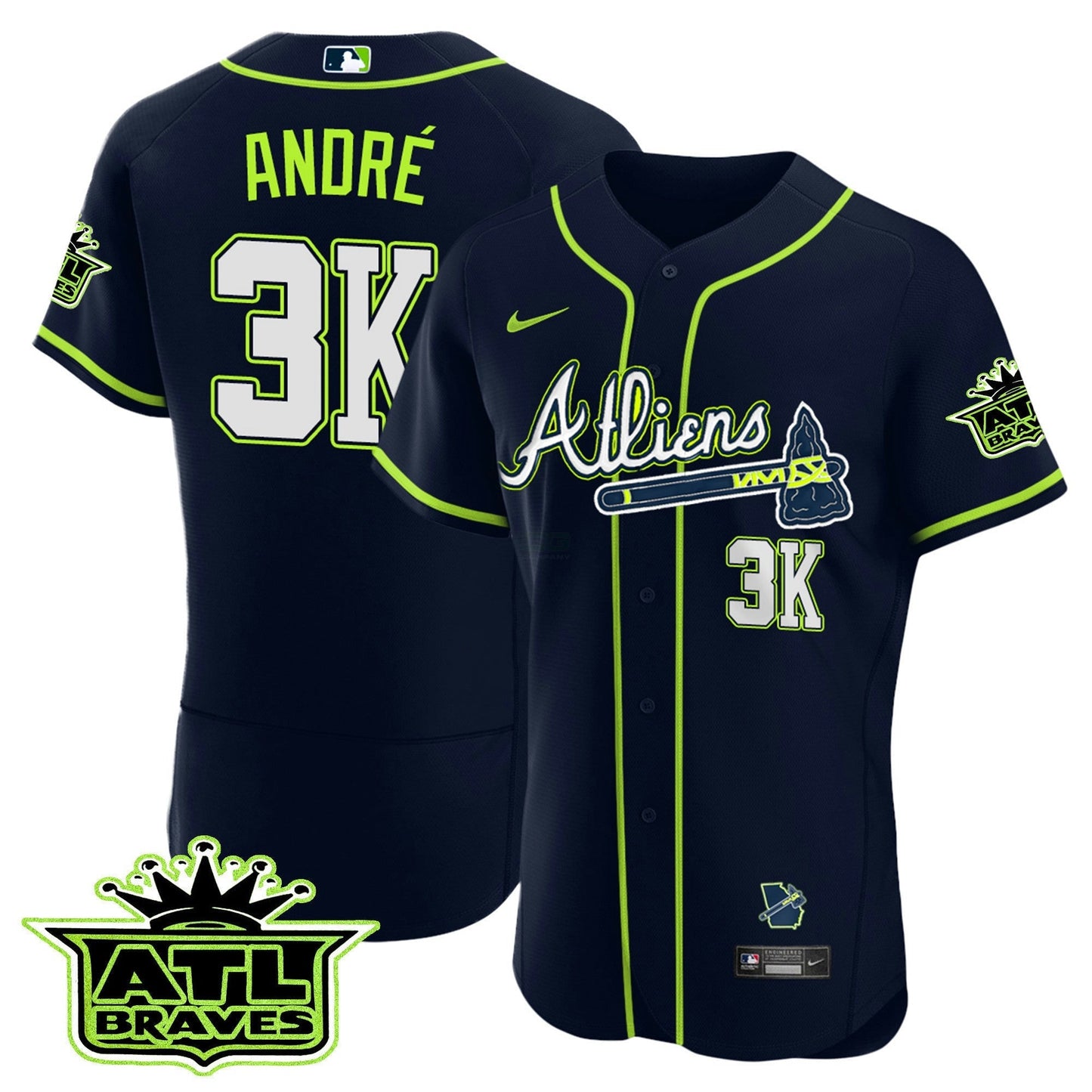 Camisa MLB Men’s Atlanta Atliens ATL Patch Flex Base Jersey