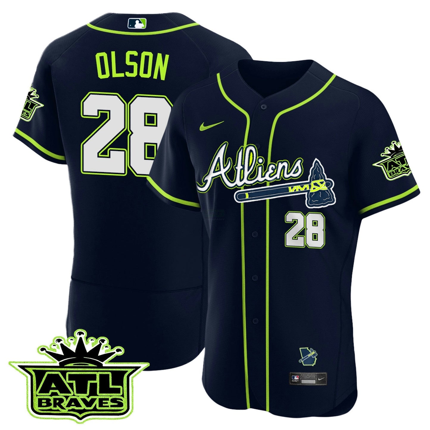 Camisa MLB Men’s Atlanta Atliens ATL Patch Flex Base Jersey