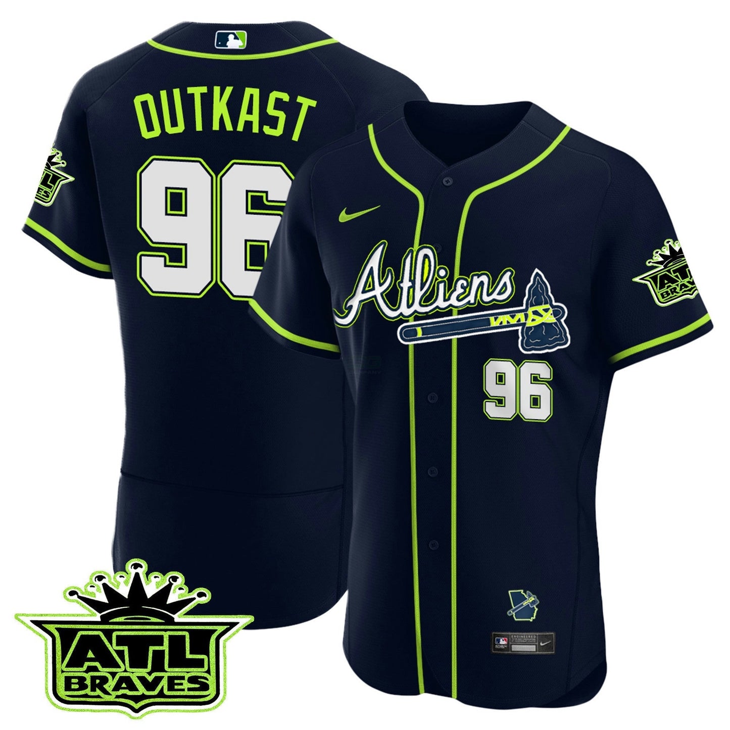 Camisa MLB Men’s Atlanta Atliens ATL Patch Flex Base Jersey