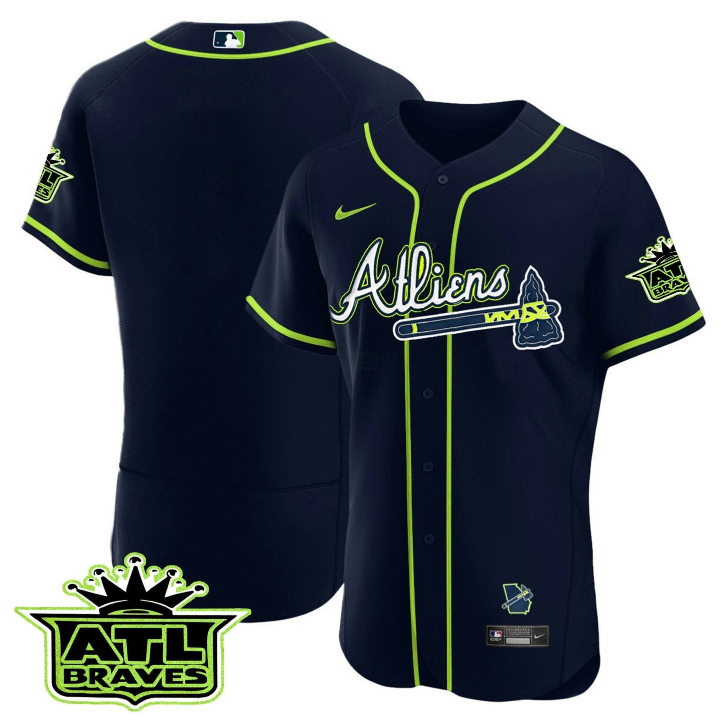 Camisa MLB Men’s Atlanta Atliens ATL Patch Flex Base Jersey