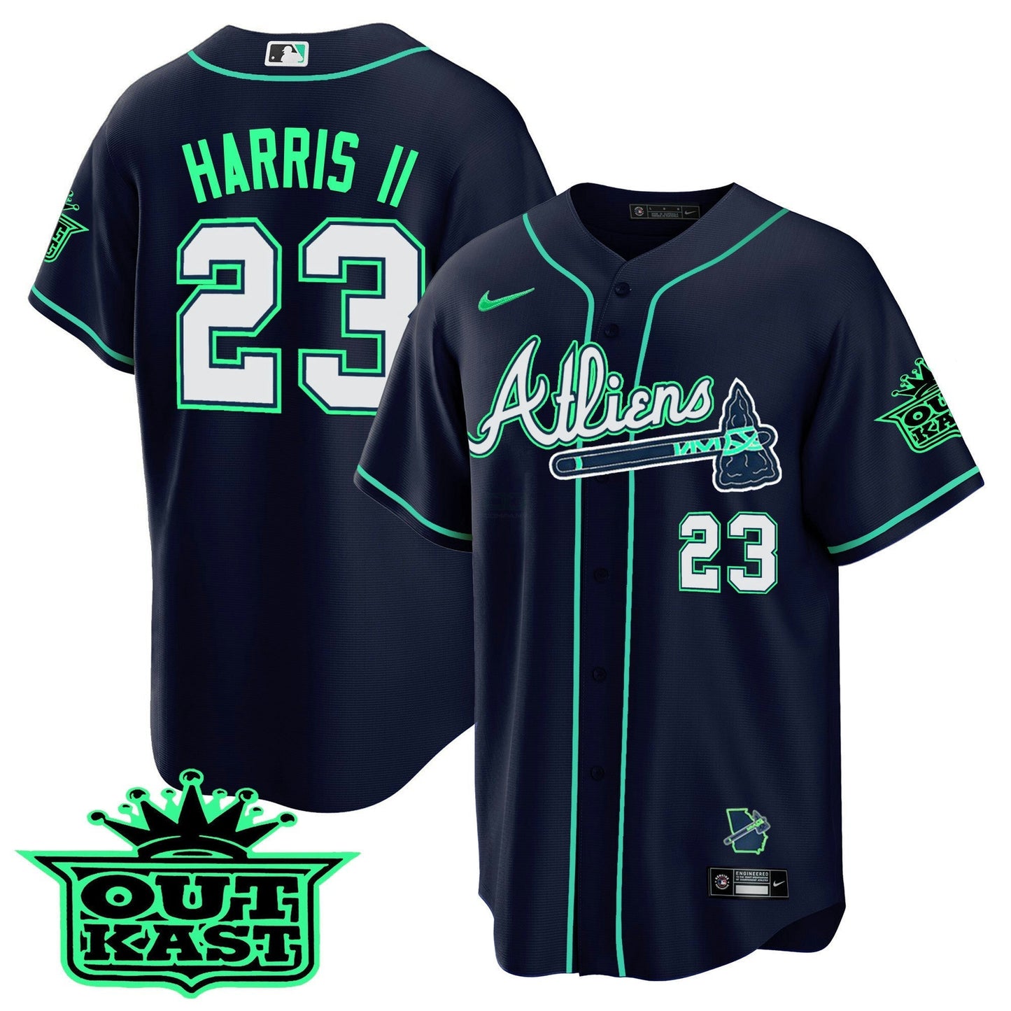 Camisa MLB Men’s Atlanta Atliens Cool Base Jersey – Galaxy Version – Stitched