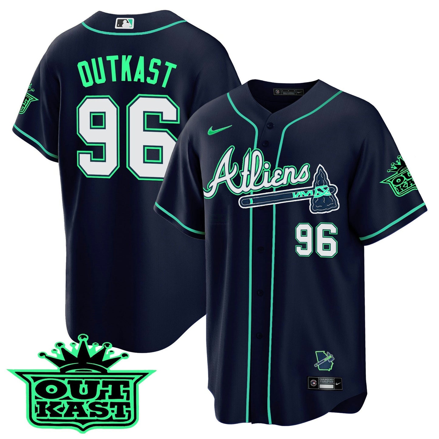 Camisa MLB Men’s Atlanta Atliens Cool Base Jersey – Galaxy Version – Stitched