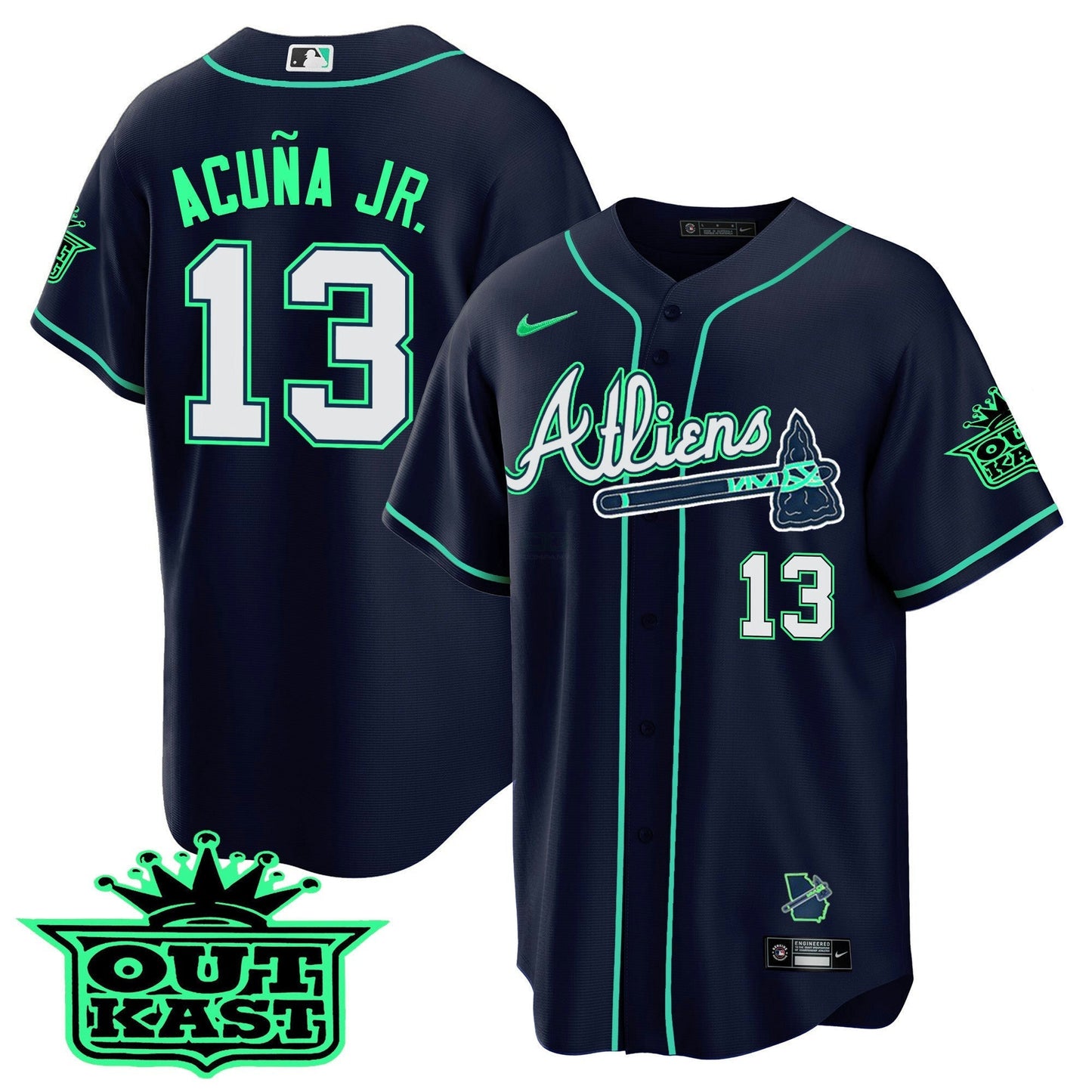 Camisa MLB Men’s Atlanta Atliens Cool Base Jersey – Galaxy Version – Stitched