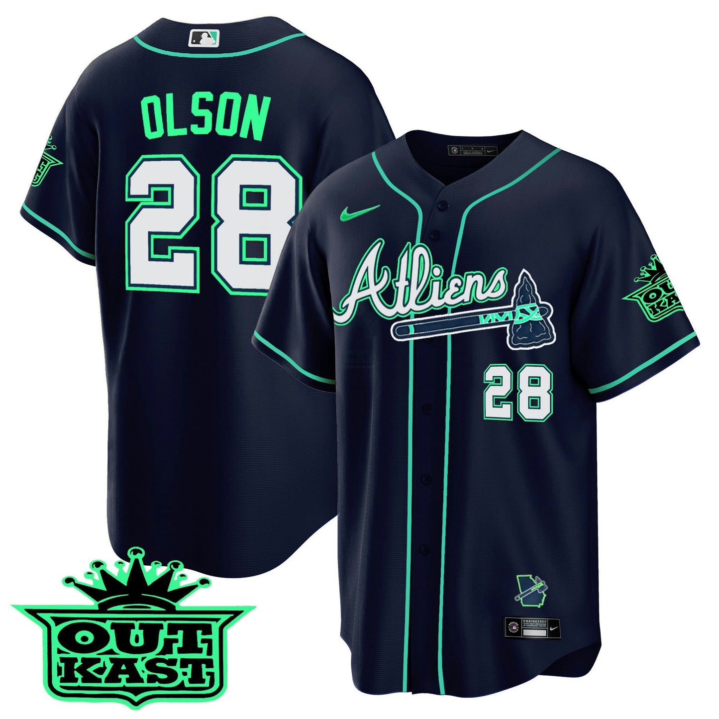Camisa MLB Men’s Atlanta Atliens Cool Base Jersey – Galaxy Version – Stitched