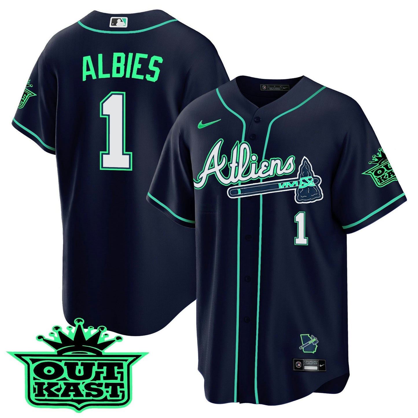 Camisa MLB Men’s Atlanta Atliens Cool Base Jersey – Galaxy Version – Stitched